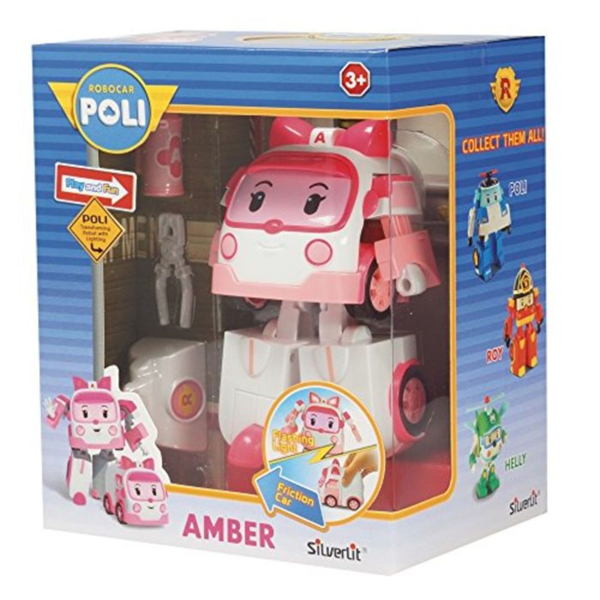 Rocco Giocattoli 83095 - Robocar Poli Amber Transformable Character with Lights