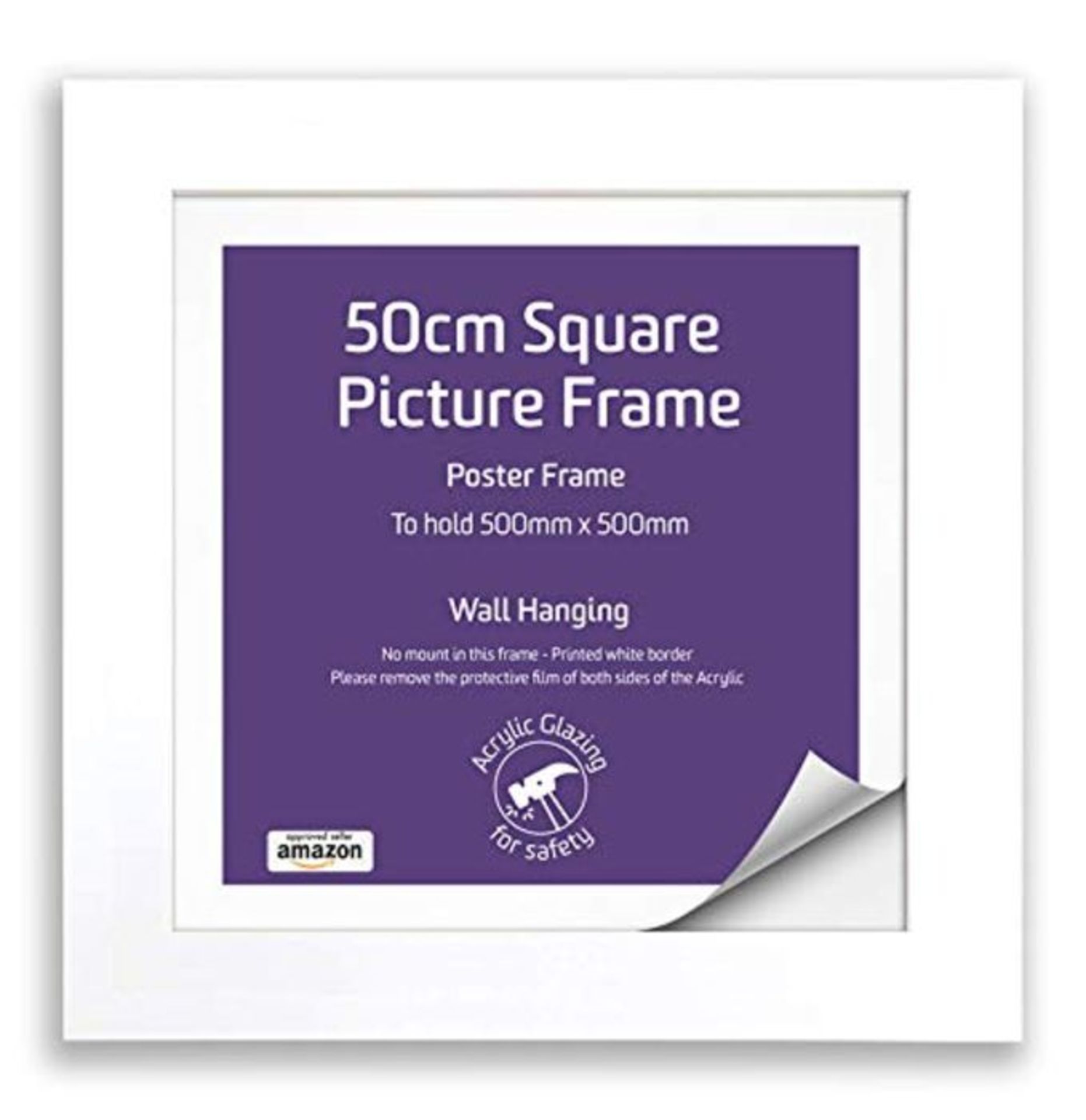 Picture Frames 50 x 50 cm Square White Photo Frames - Wall Hanging/Poster Frame With A