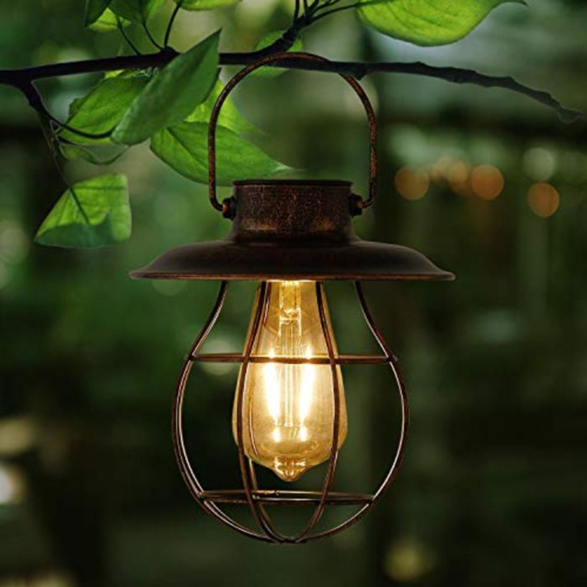 Solar Lanterns Outdoor Garden Lights with LED Edison Bulbs Upgrade Waterproof Solar Ha