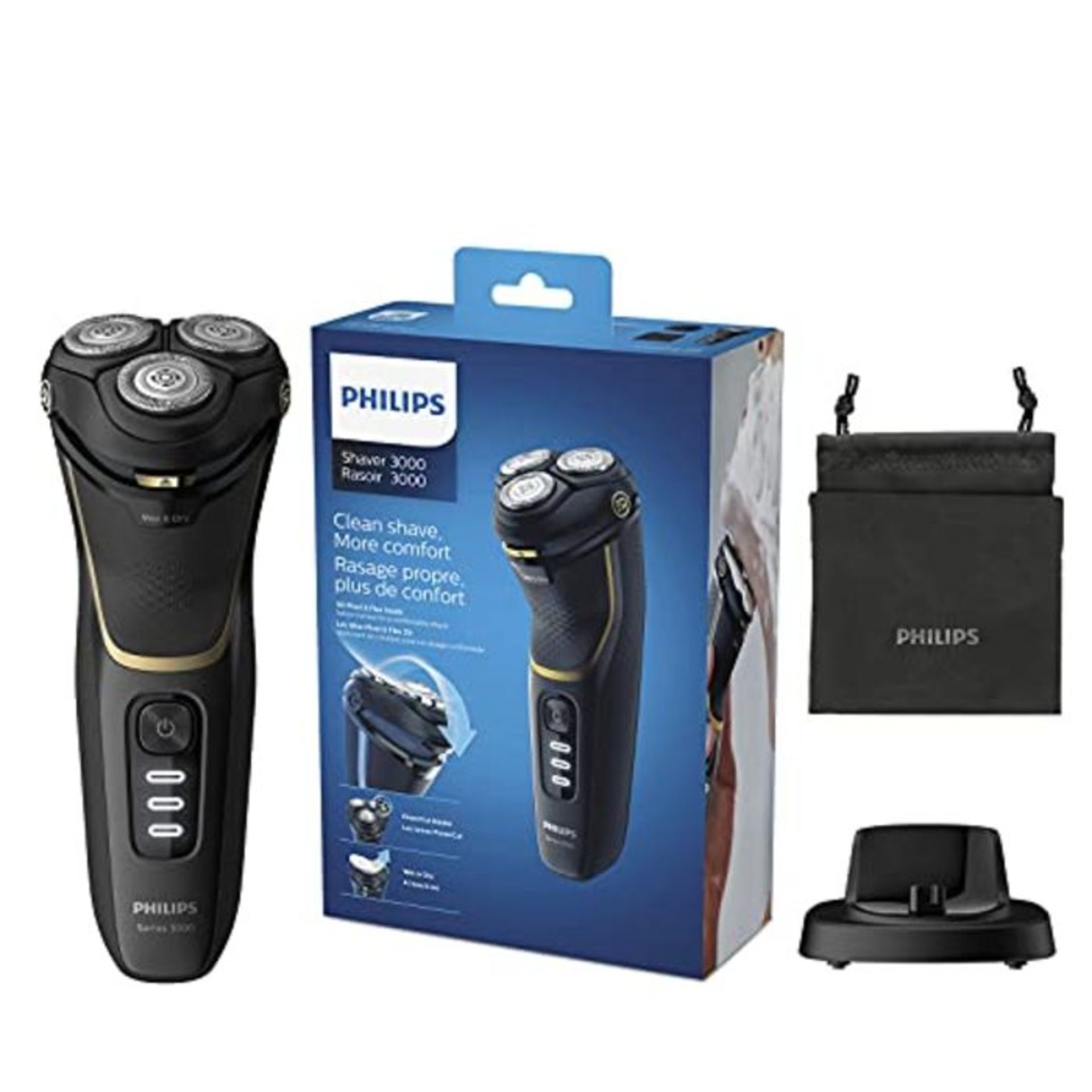 RRP £70.00 Philips Shaver Series 3000 with Powercut Blades, Wet & Dry Men's Electric Shaver with