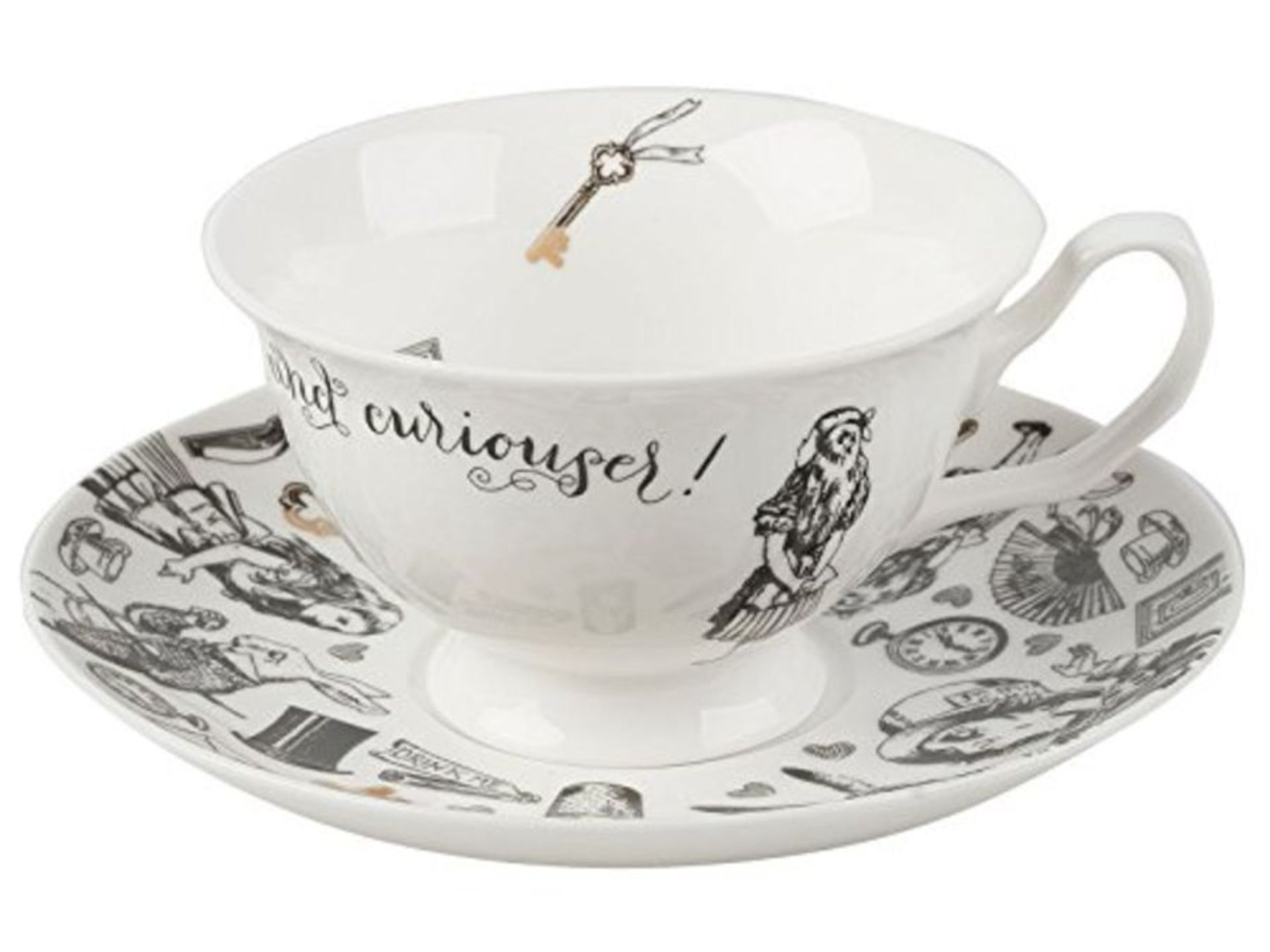 V&A 5200018 Alice in Wonderland Cup and Saucer, 210 ml (7 fl oz), White
