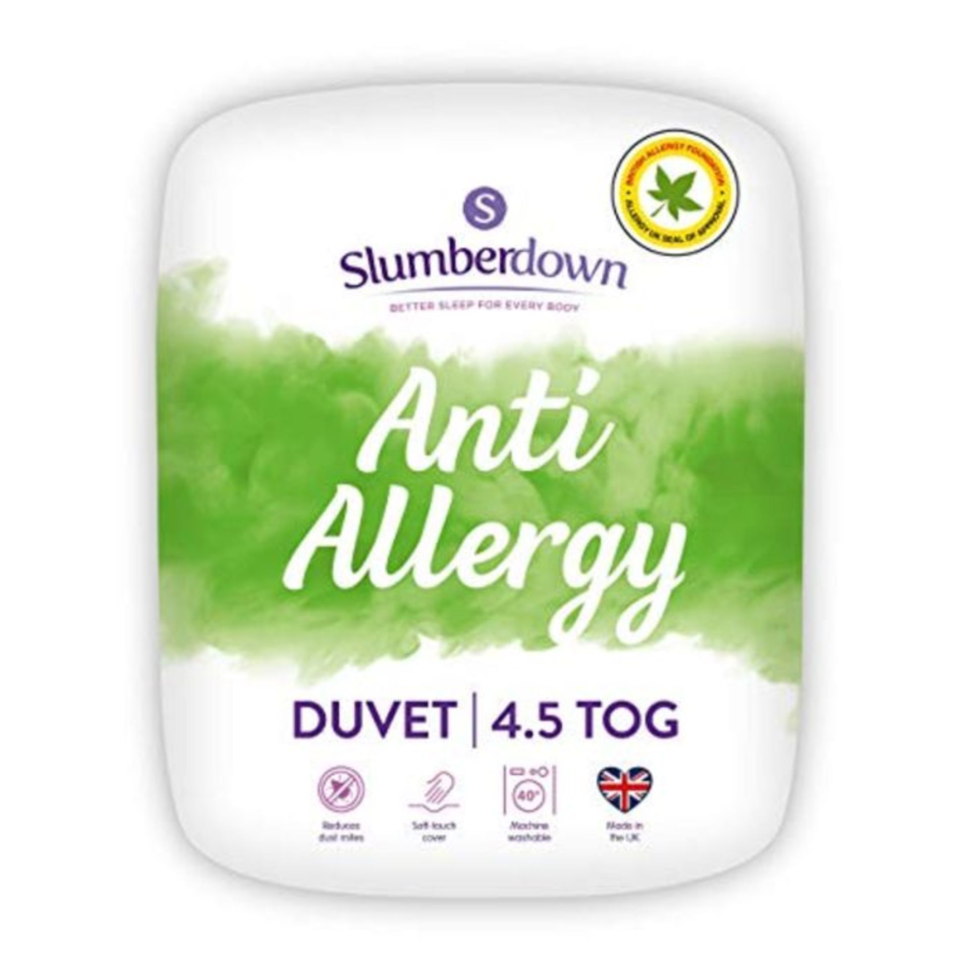 Slumberdown Anti Allergy Single Duvet 4.5 Tog Summer Duvet Single Bed