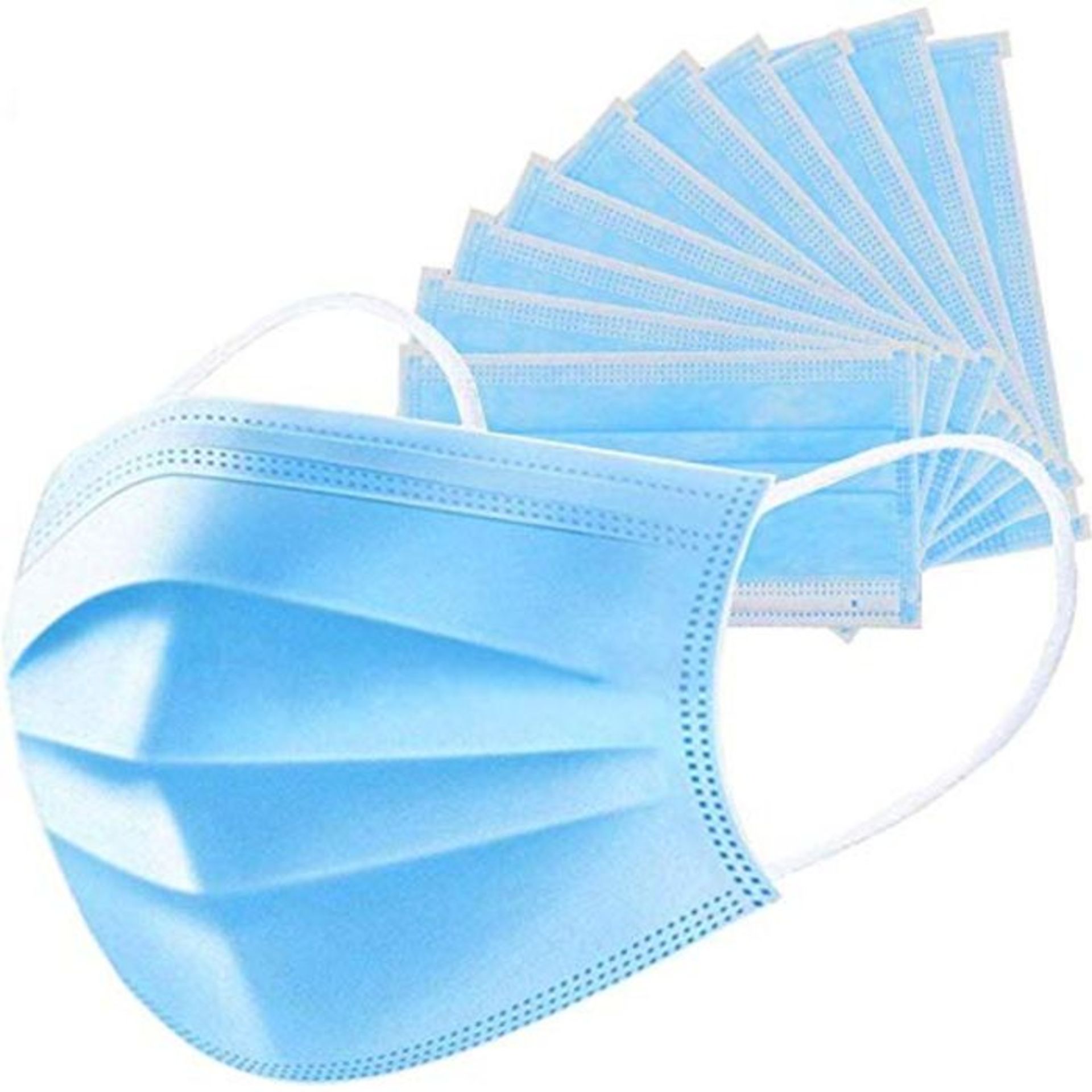 Shatchi disposable facial mask with ear loop, 3 lint, blue, 100 pieces