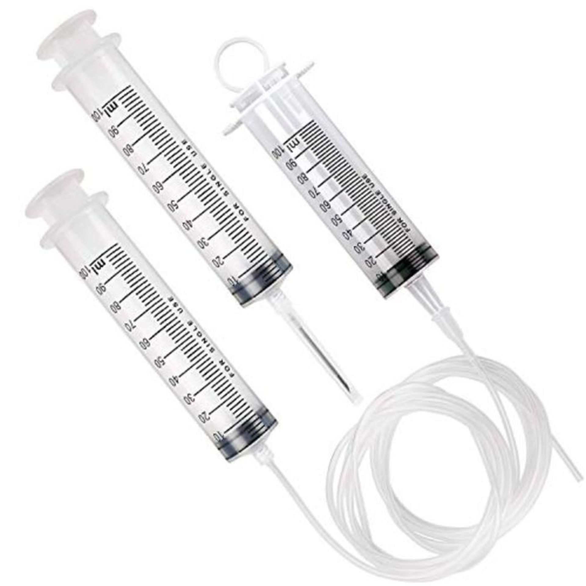 FEIGO 3Pack 100ml Large Plastic Syringe with Handy Plastic Tubing and Needle, Dispensi