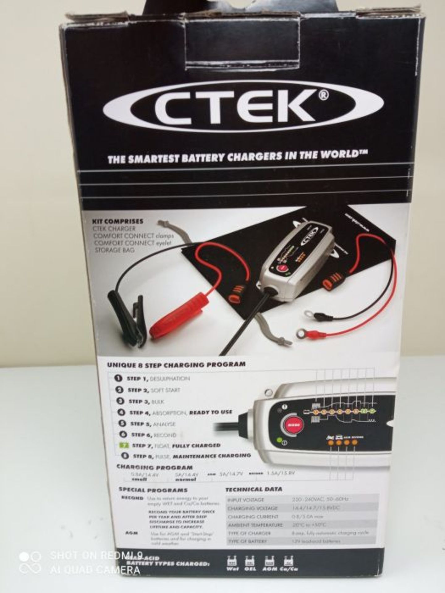 RRP £60.00 CTEK MXS 5.0 Battery Charger with Automatic Temperature Compensation - Image 3 of 3