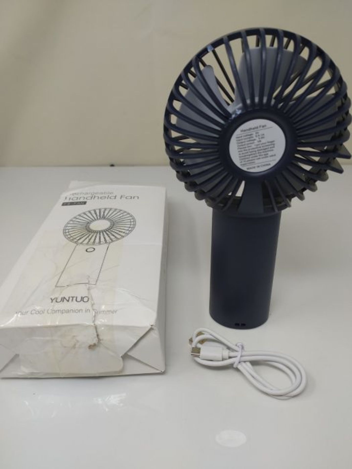 YunTuo Mini Portable Handheld Fan with 4000 mAh Rechargeable Battery, 3 Speeds Persona - Image 2 of 2