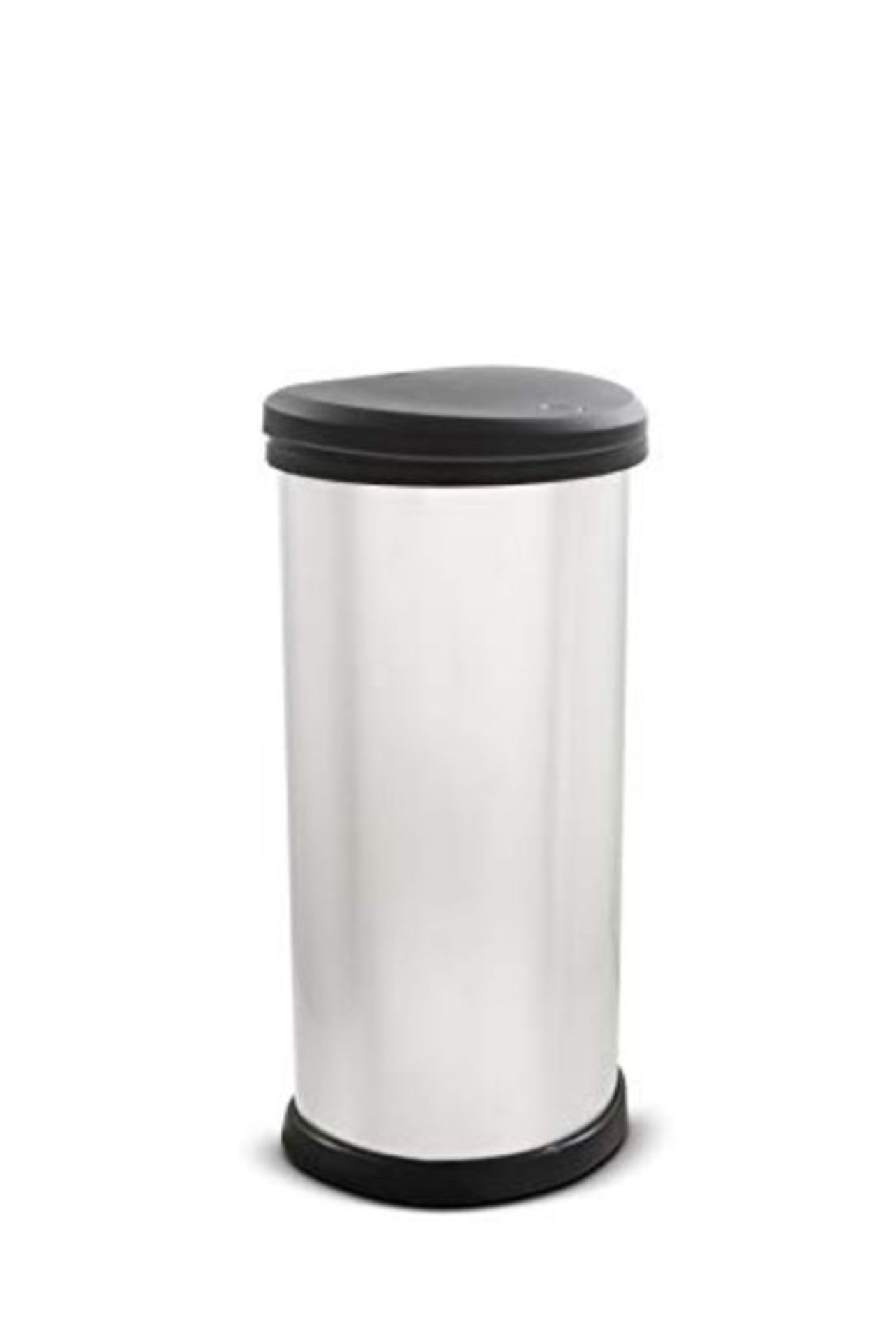 Curver Metal Effect Plastic One Touch Deco Bin, Silver, 40 Litre