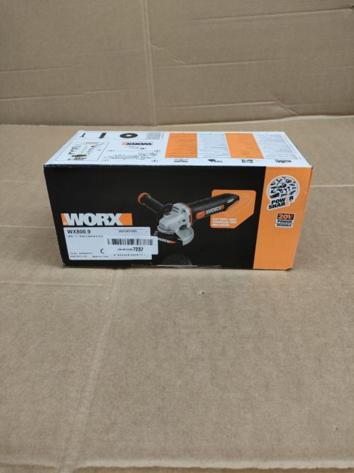 RRP £73.00 WORX WX800.9 18V (20V Max) Cordless 115mm Angle Grinder - Body Only - Image 2 of 3