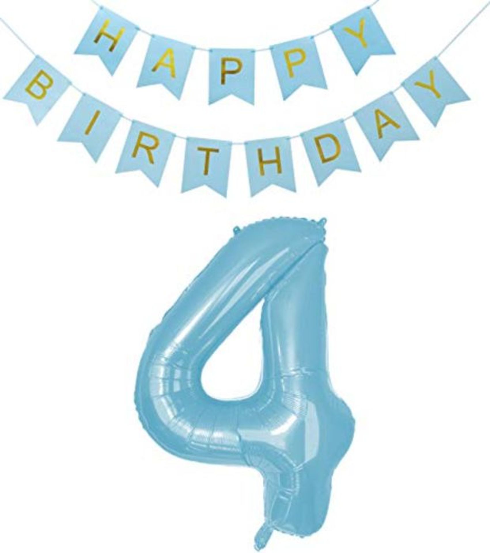 PIXHOTUL 40 Inches Large Blue Numbers 0-9 Foil Balloons and Happy Birthday Banner Kits