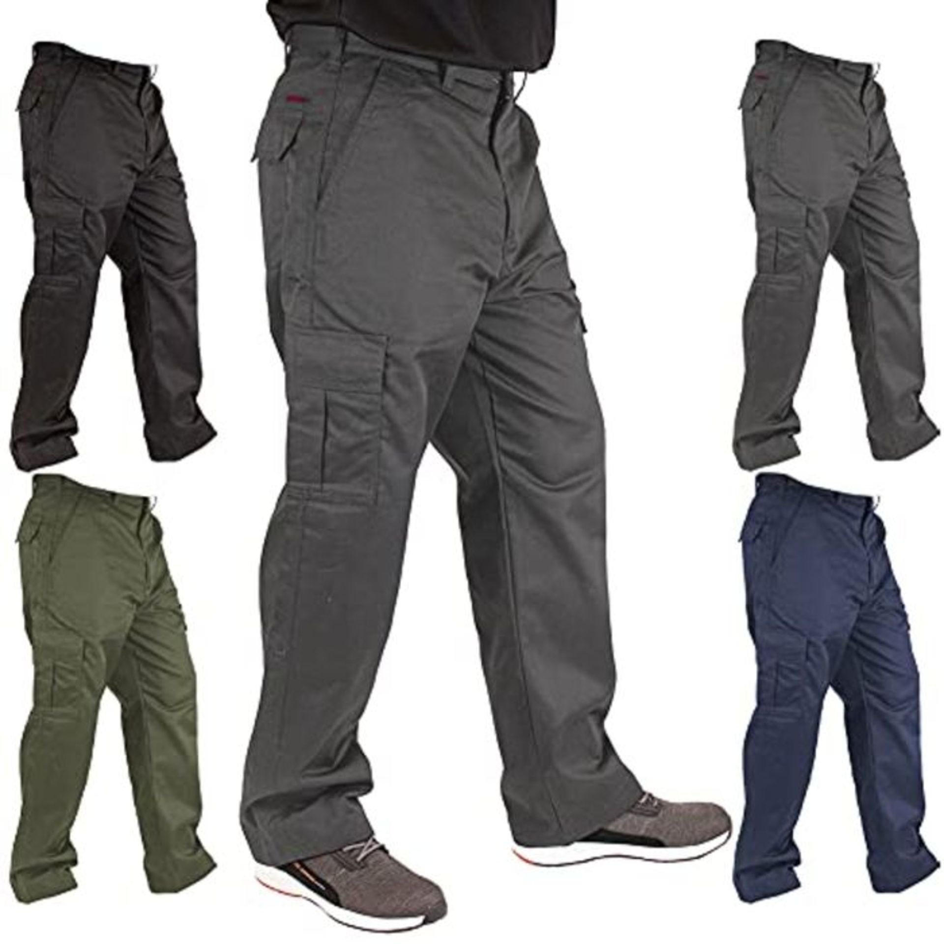 Lee Cooper Mens Classic Workwear Pant Cargo Trouser, Grey, 40W/29L (Short)
