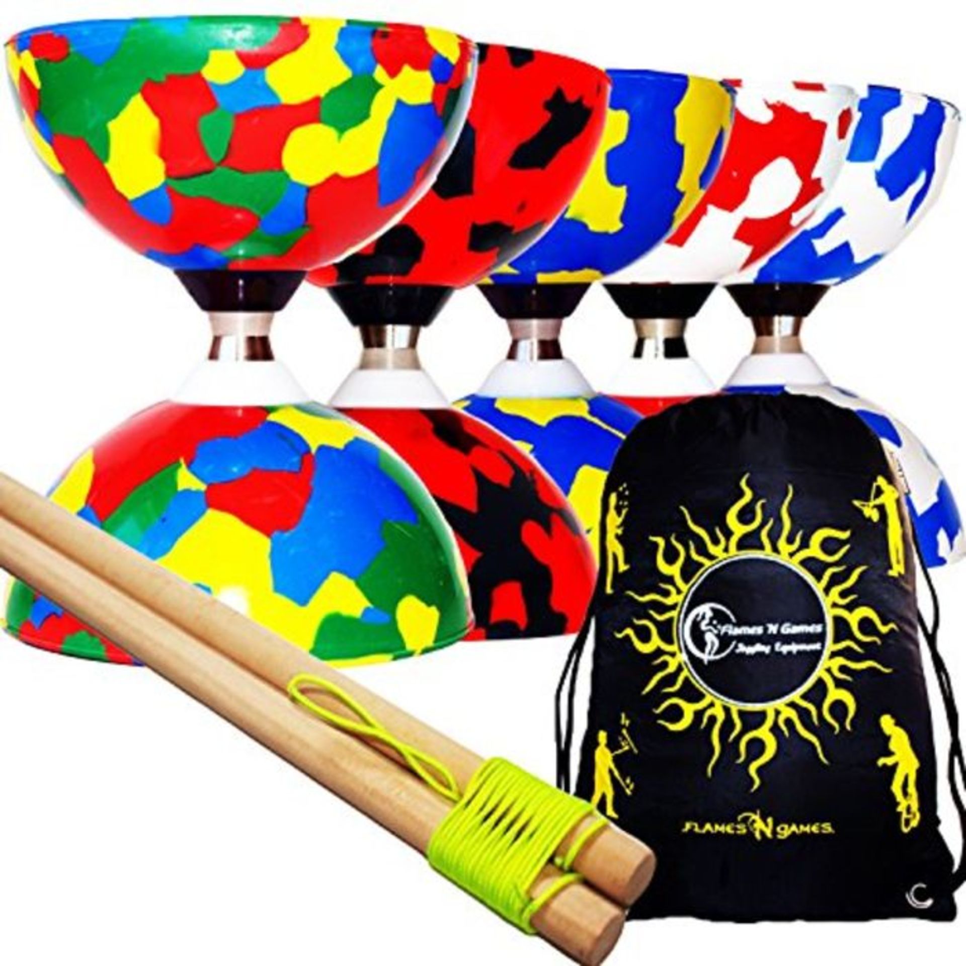 Juggle Dream JESTER Ball Bearing Pro Diabolo Set + Wooden Diabolo Handsticks, Diablo S