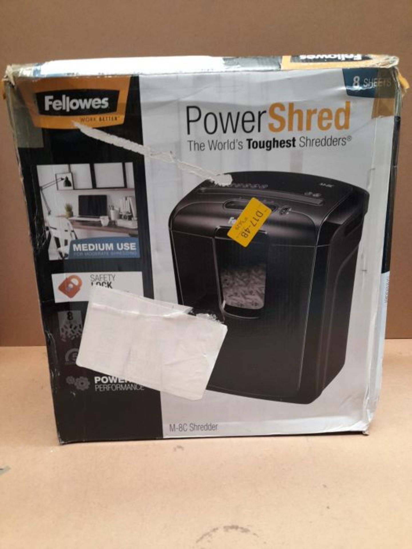 Fellowes Powershred M-8C 8 Sheet Cross Cut Personal Shredder with Safety Lock - Image 2 of 3