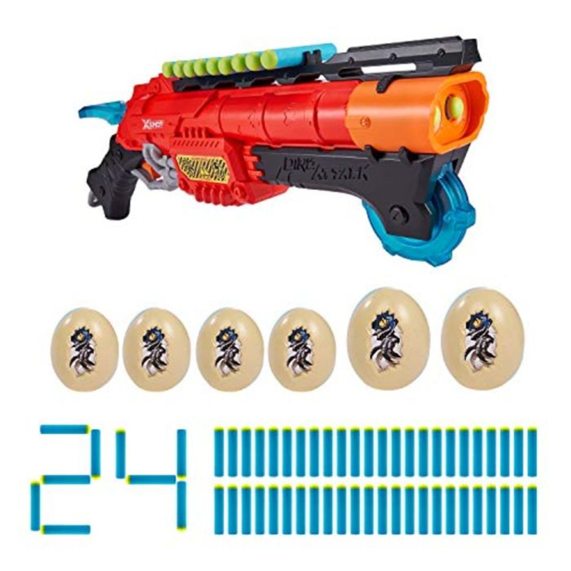 ZURU X-SHOT 4867 Dino Attack Claw Hunter Foam Blaster, 24 Darts, 6 Eggs