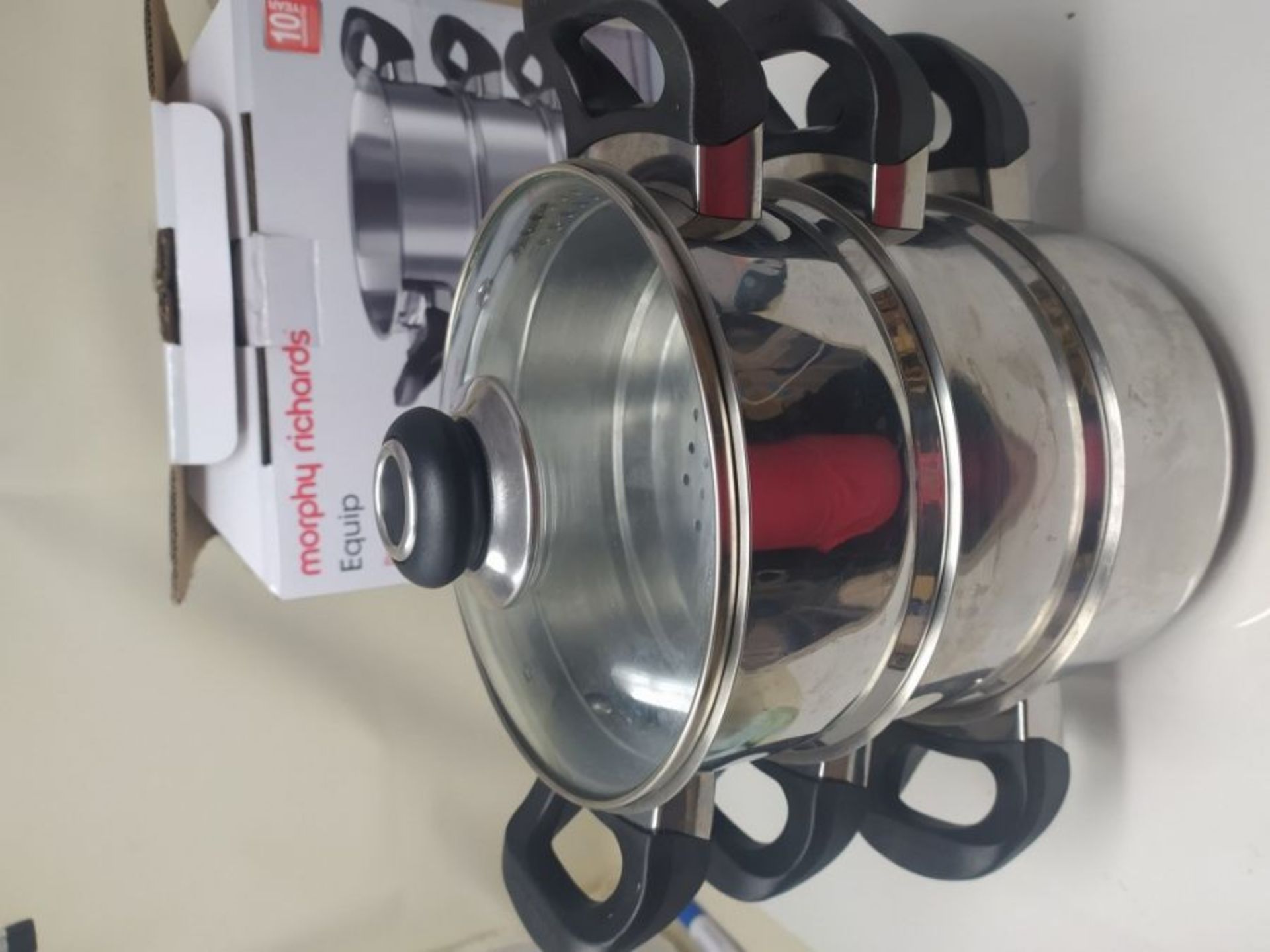 Morphy Richards Equip 970008 18cm 3 Tier Steamer with Tempered Glass Lid, Stainless St - Image 2 of 2