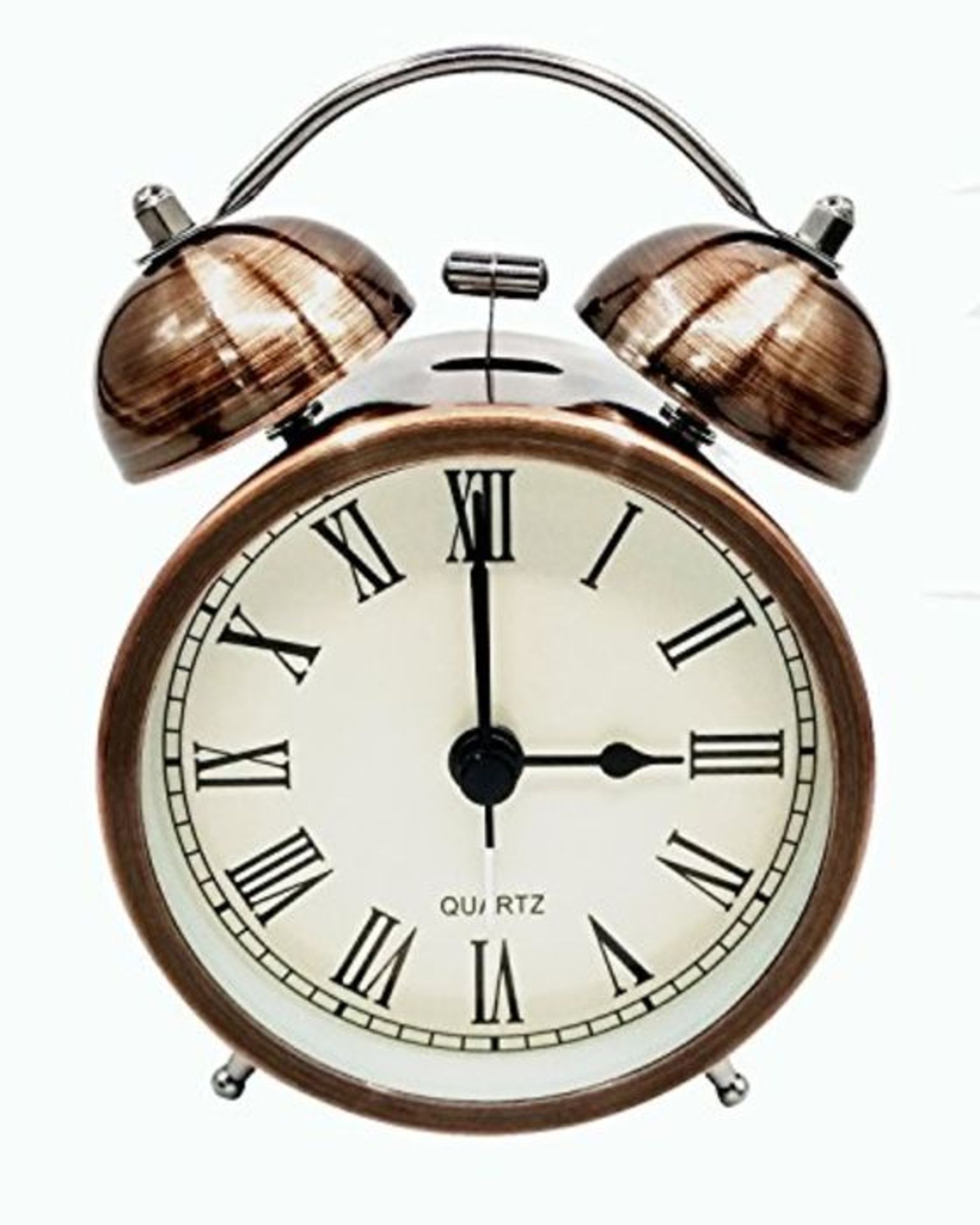 lunaoo Vintage Alarm Clock Non Ticking Quiet Night Light, 3" Loud Retro Twin Bell Trav