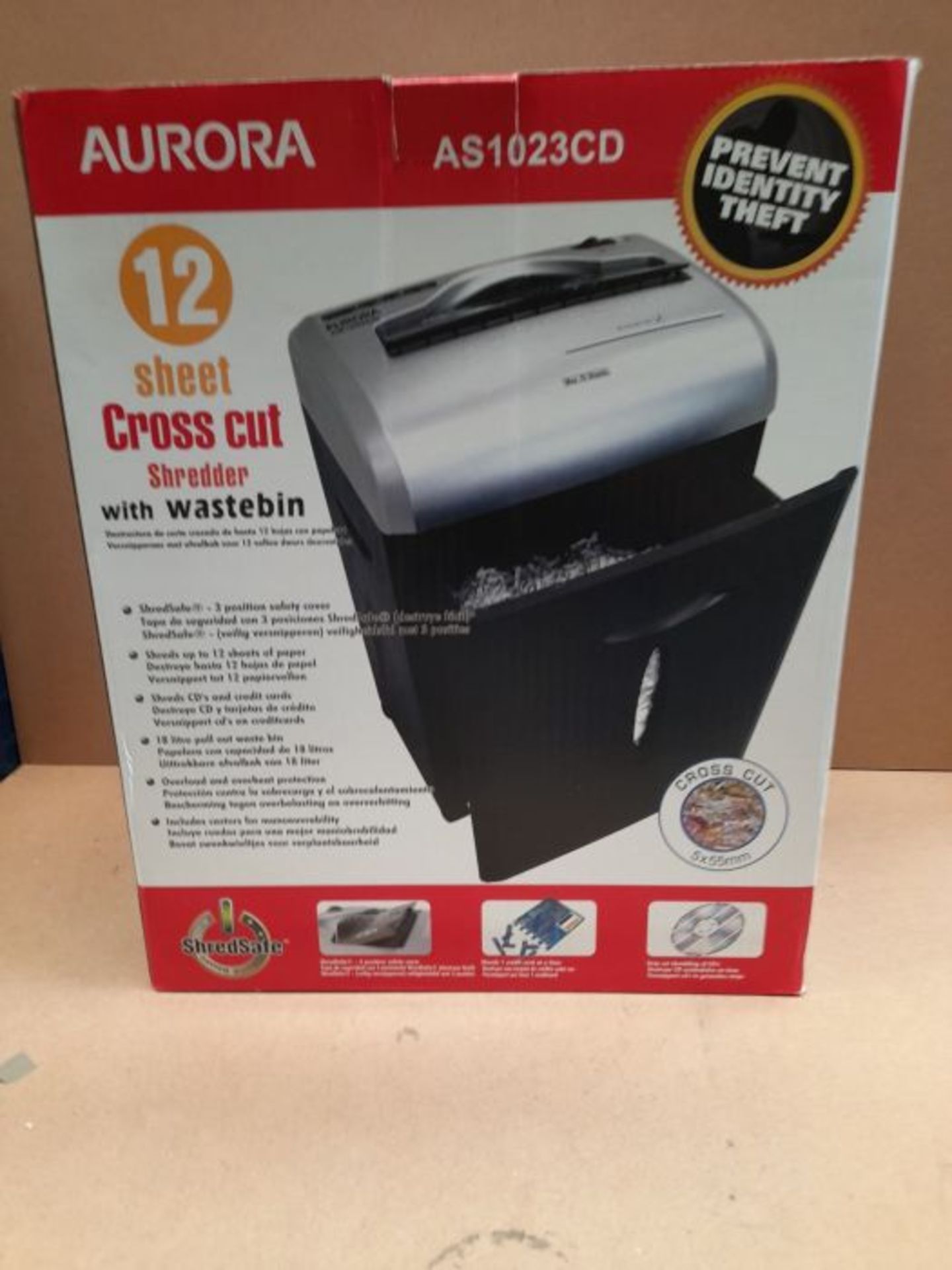 RRP £59.00 Aurora AS1023CD 10 Sheet Paper Shredder with Large 18L Pull-Out Waste Bin - Image 2 of 3