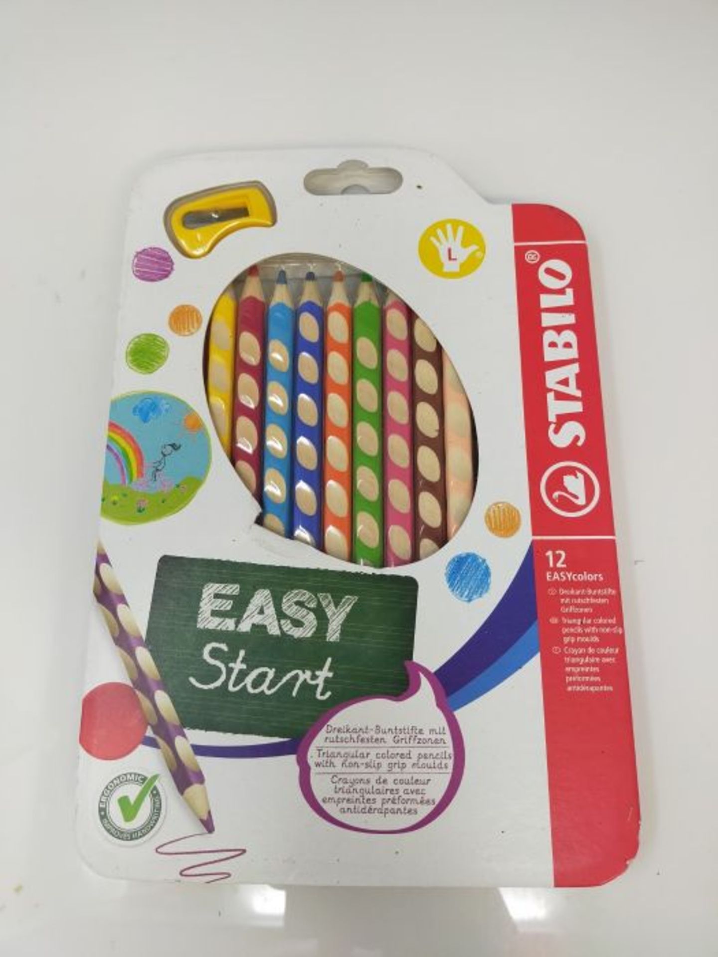 Colouring Pencil - STABILO EASYcolors Left handed Wallet of 12 Assorted Colours + Shar - Image 2 of 2