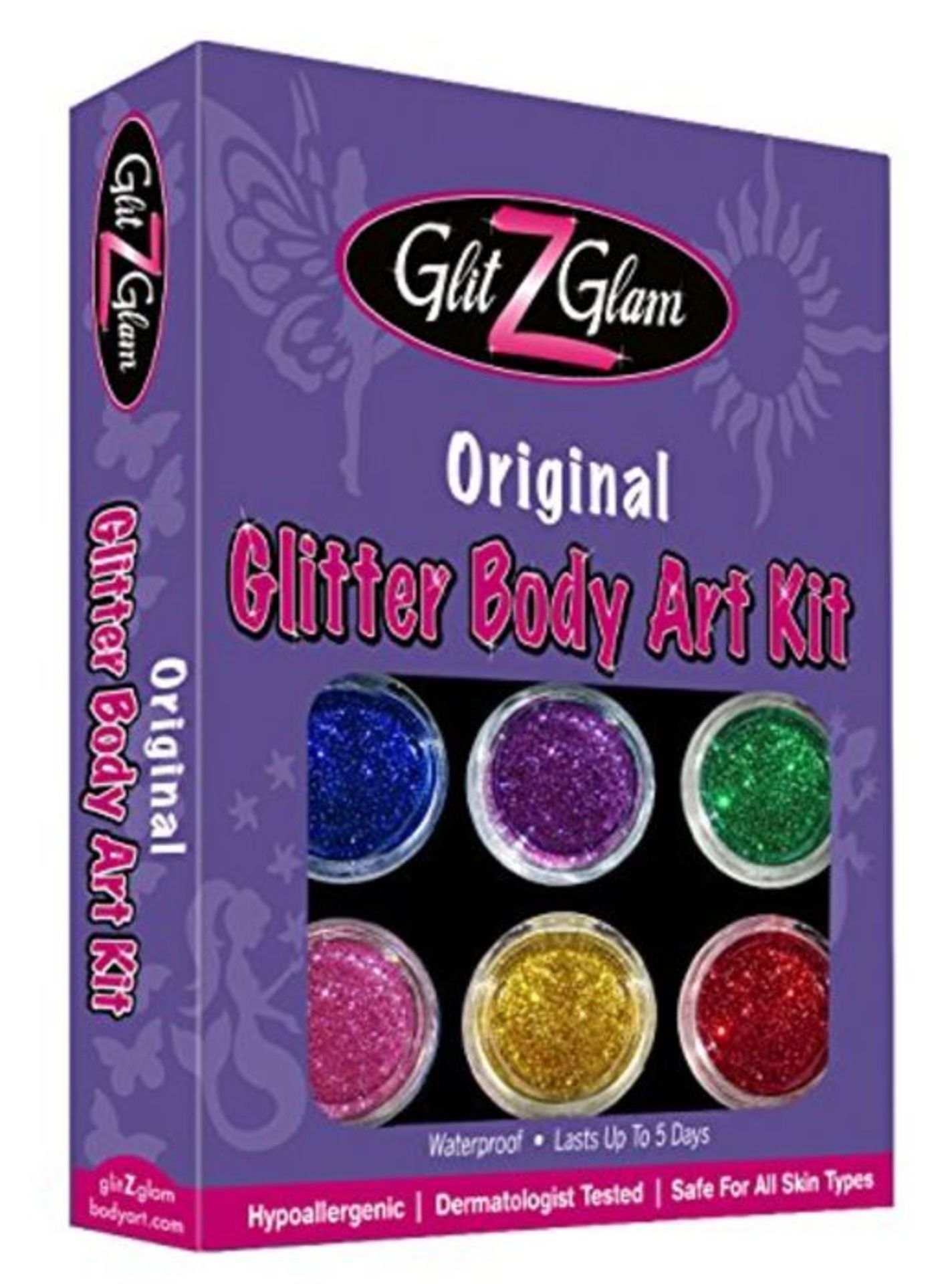 GlitZGlam Original Glitter Tattoo Kit and Temporary Tattoos - HYPOALLERGENIC and DERMA