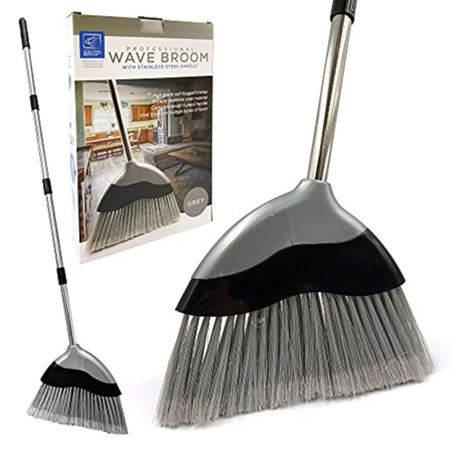 Soft Broom Indoor with 120cm Long Handle  Wave Broom Sweeping Brush with Angled Sof