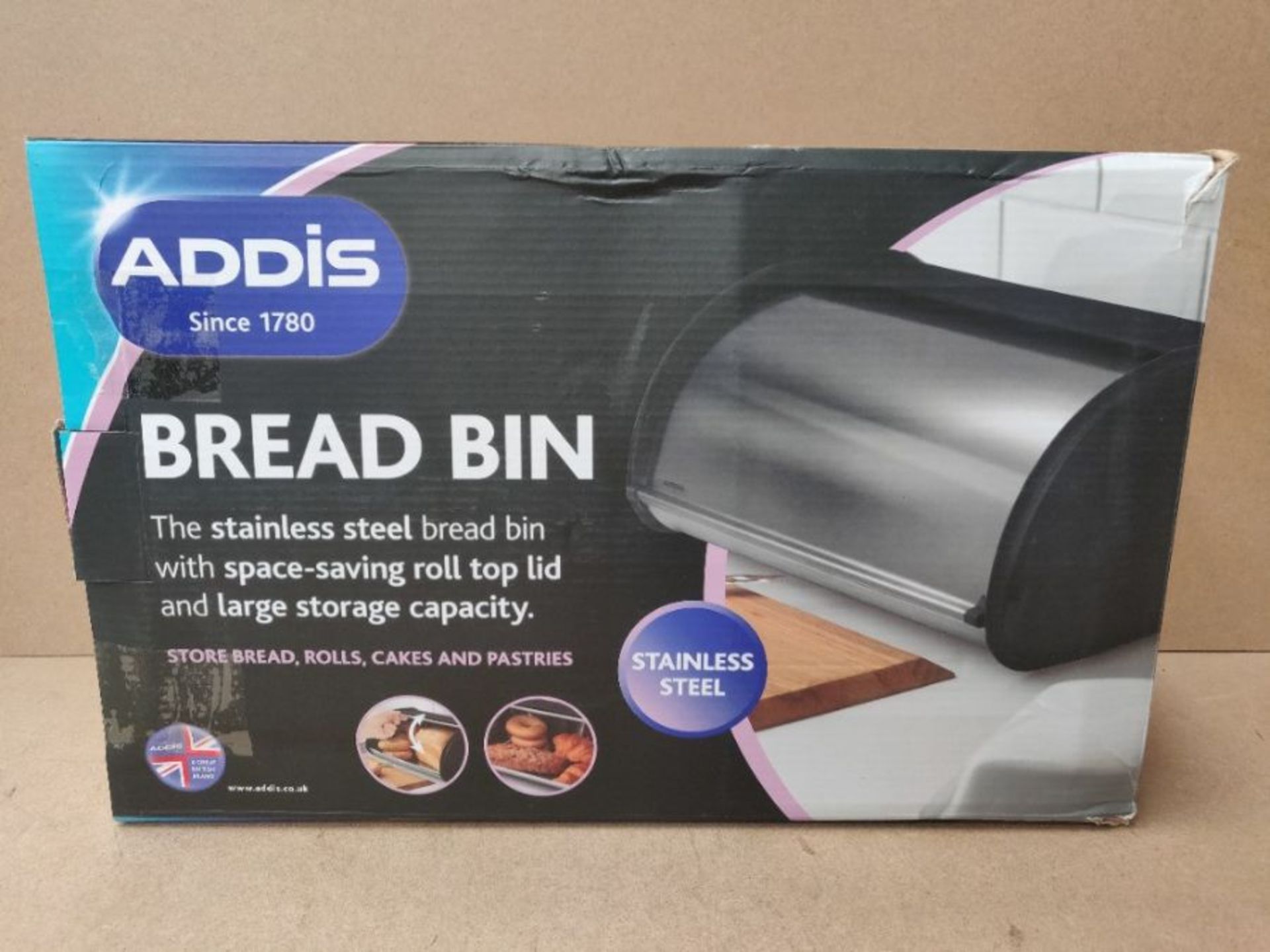 Addis 508451 Deluxe Bread Bin-Stainless Steel, 22L - Image 2 of 3
