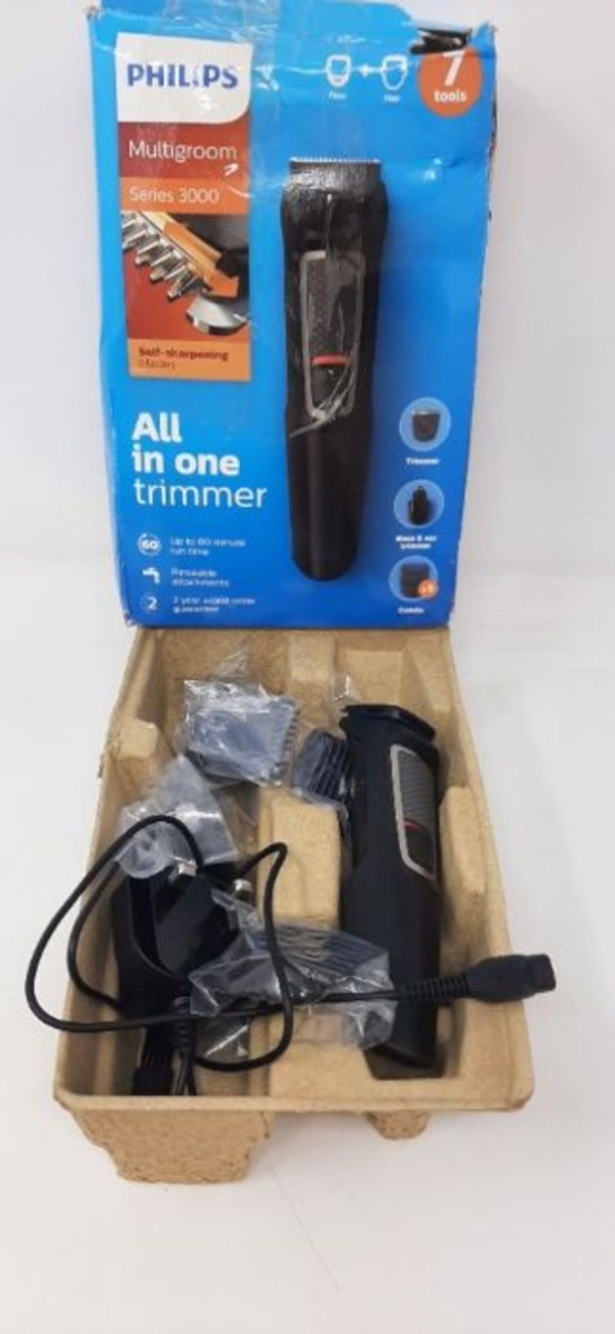 Philips 7-in-1 All-In-One Trimmer, Series 3000 Grooming Kit, Beard Trimmer and Hair Cl - Image 2 of 2