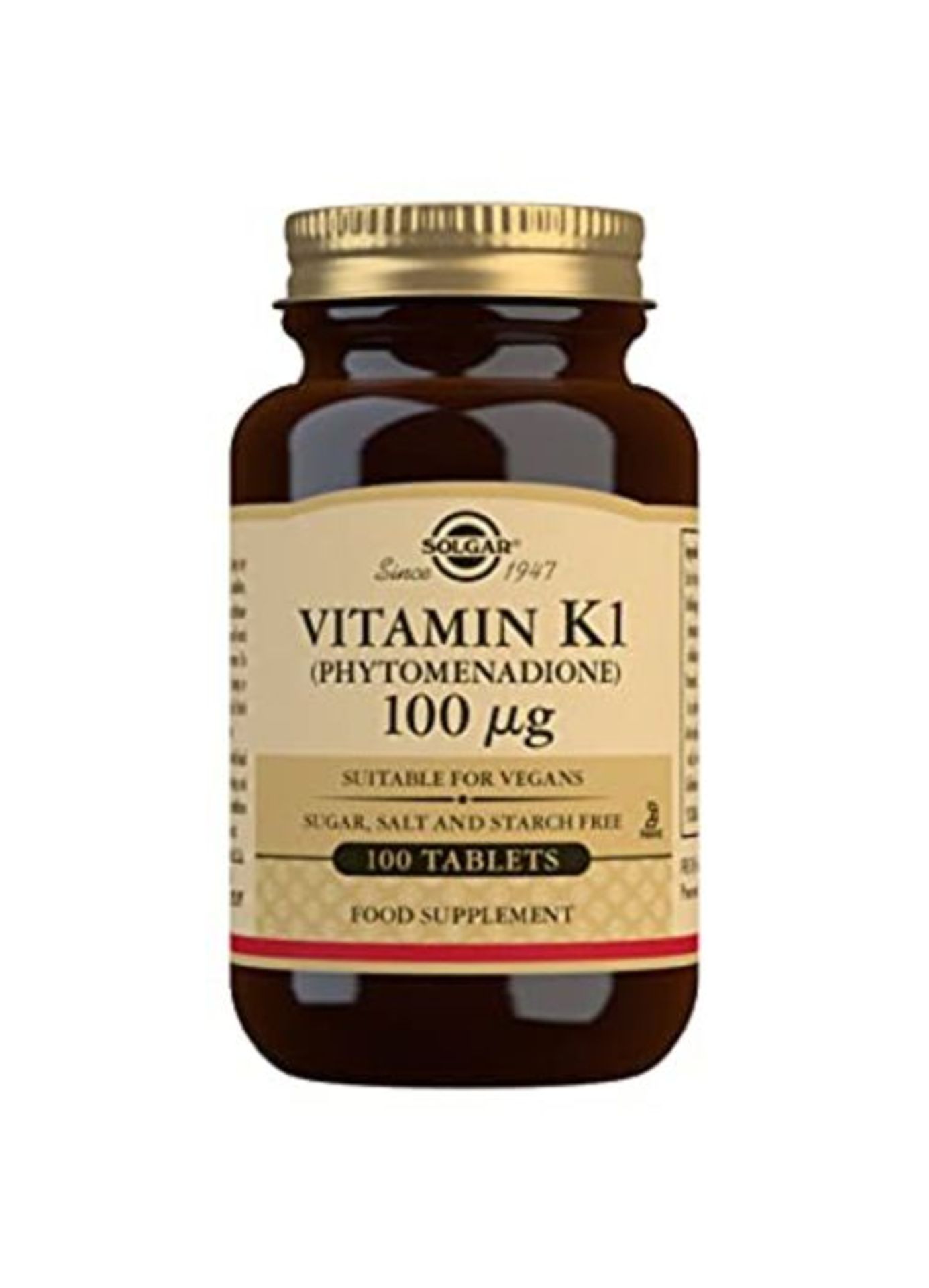 Solgar Vitamin K1 (Phytomenadione) 100 Âµg Tablets - Pack of 100