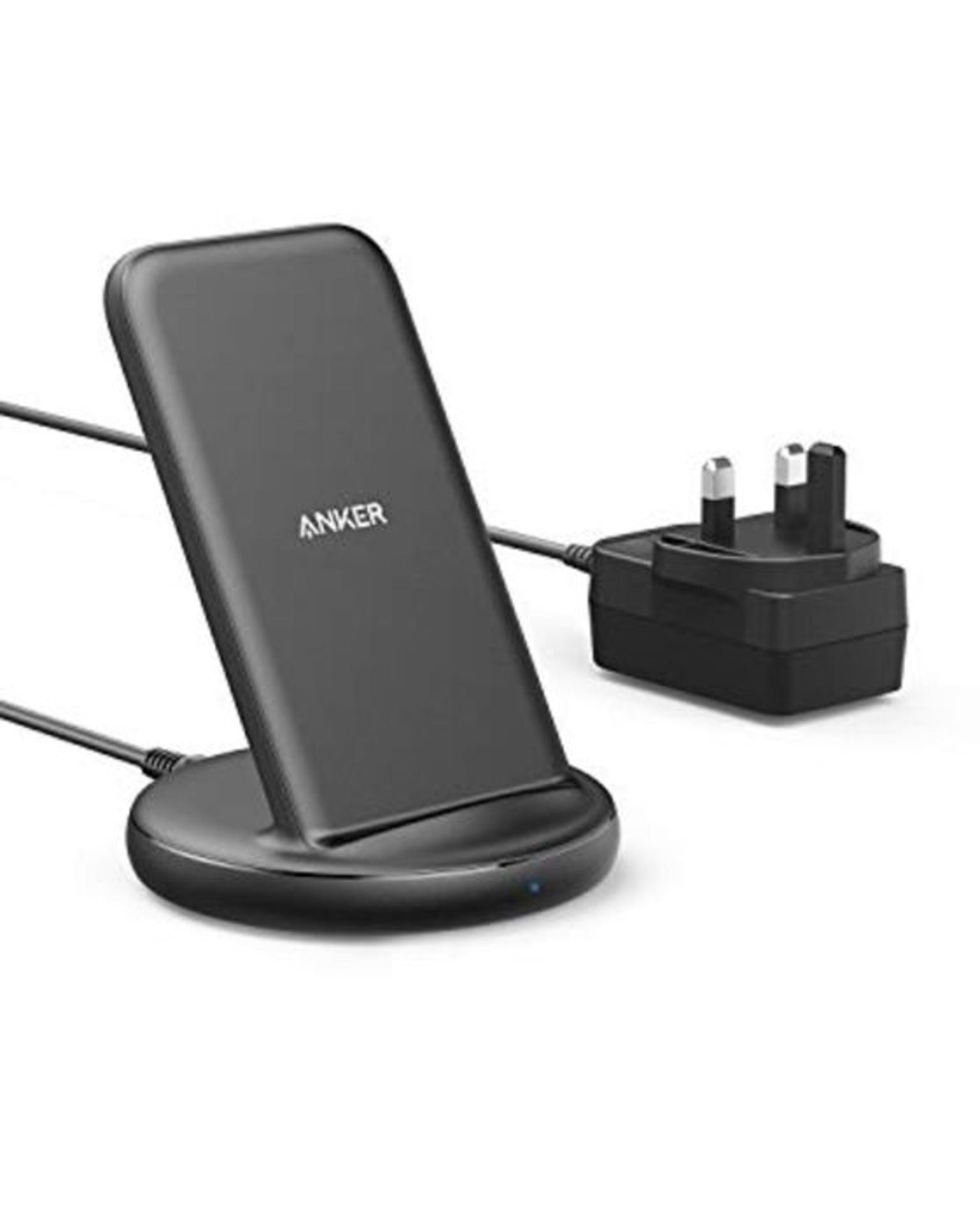 Anker Wireless Charger with Power Adapter, PowerWave II Stand, Qi-Certified 15W Max Fa