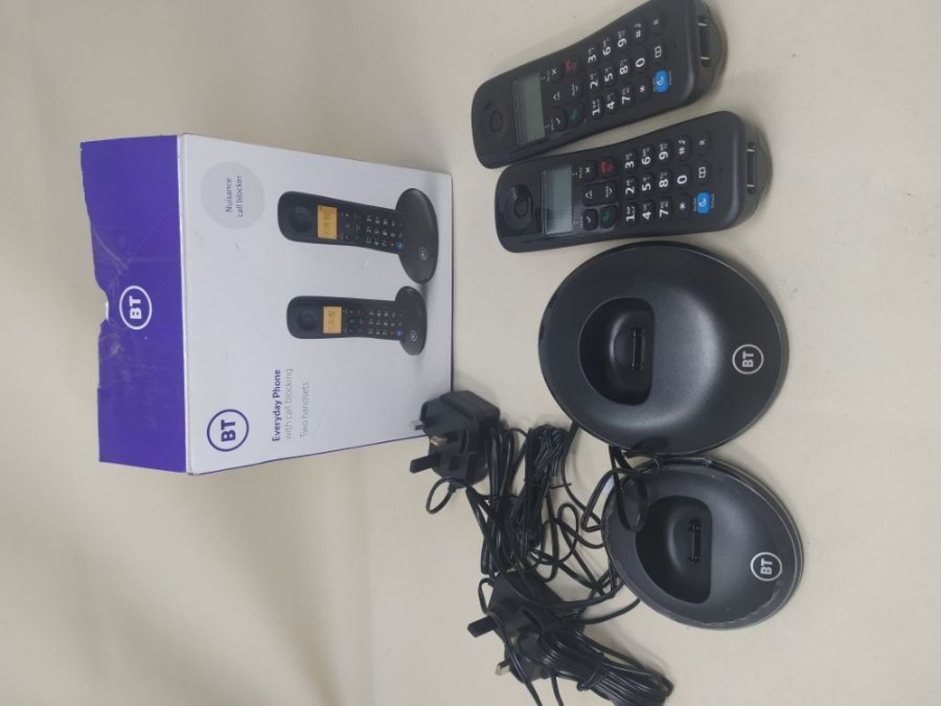 BT Everyday Cordless Home Phone with Basic Call Blocking, Twin Handset Pack, Black - Image 2 of 2