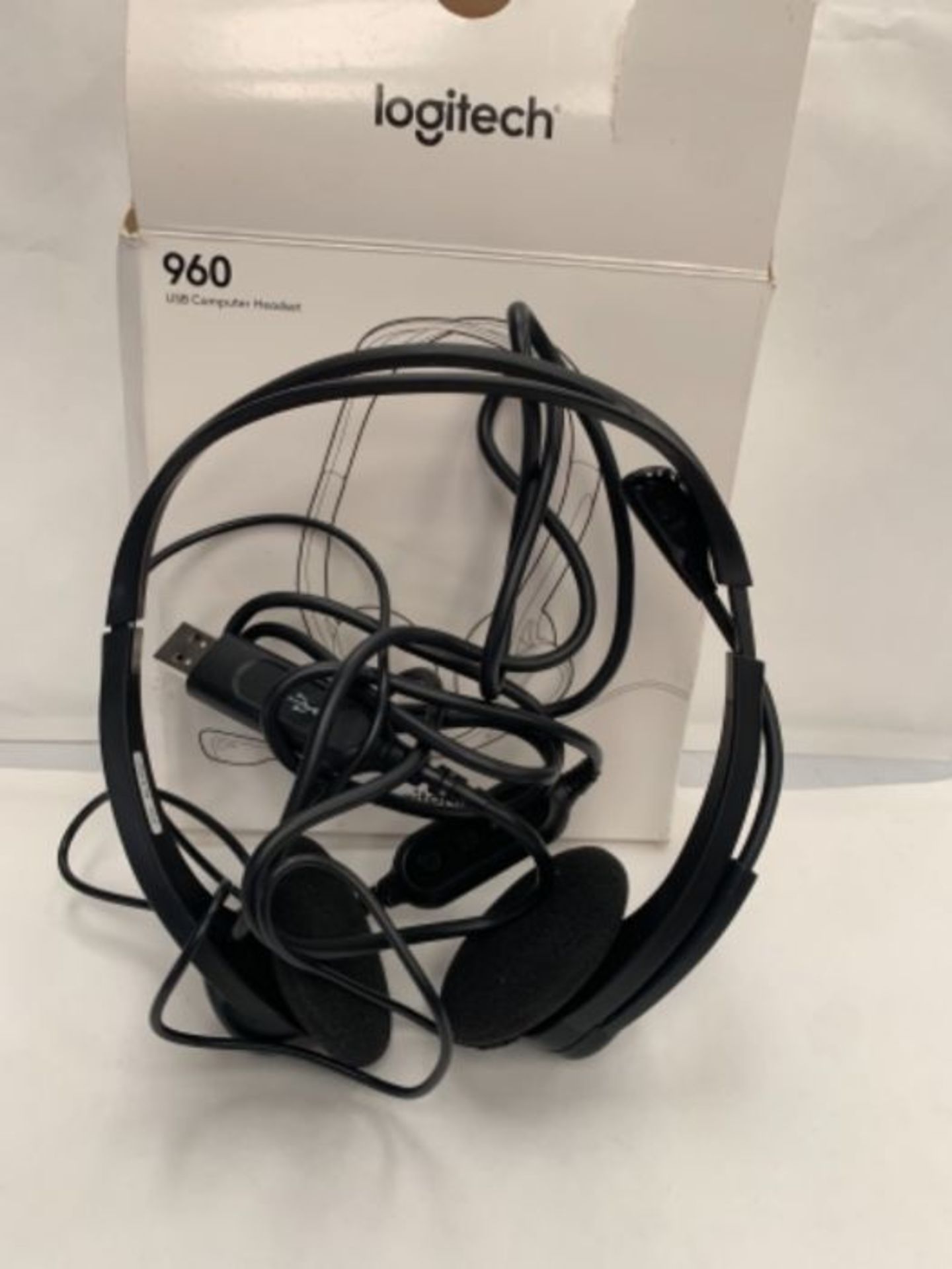 Logitech 960 Wired Headset, Stereo Headphones with Noise-Cancelling Microphone, USB, L - Image 2 of 2