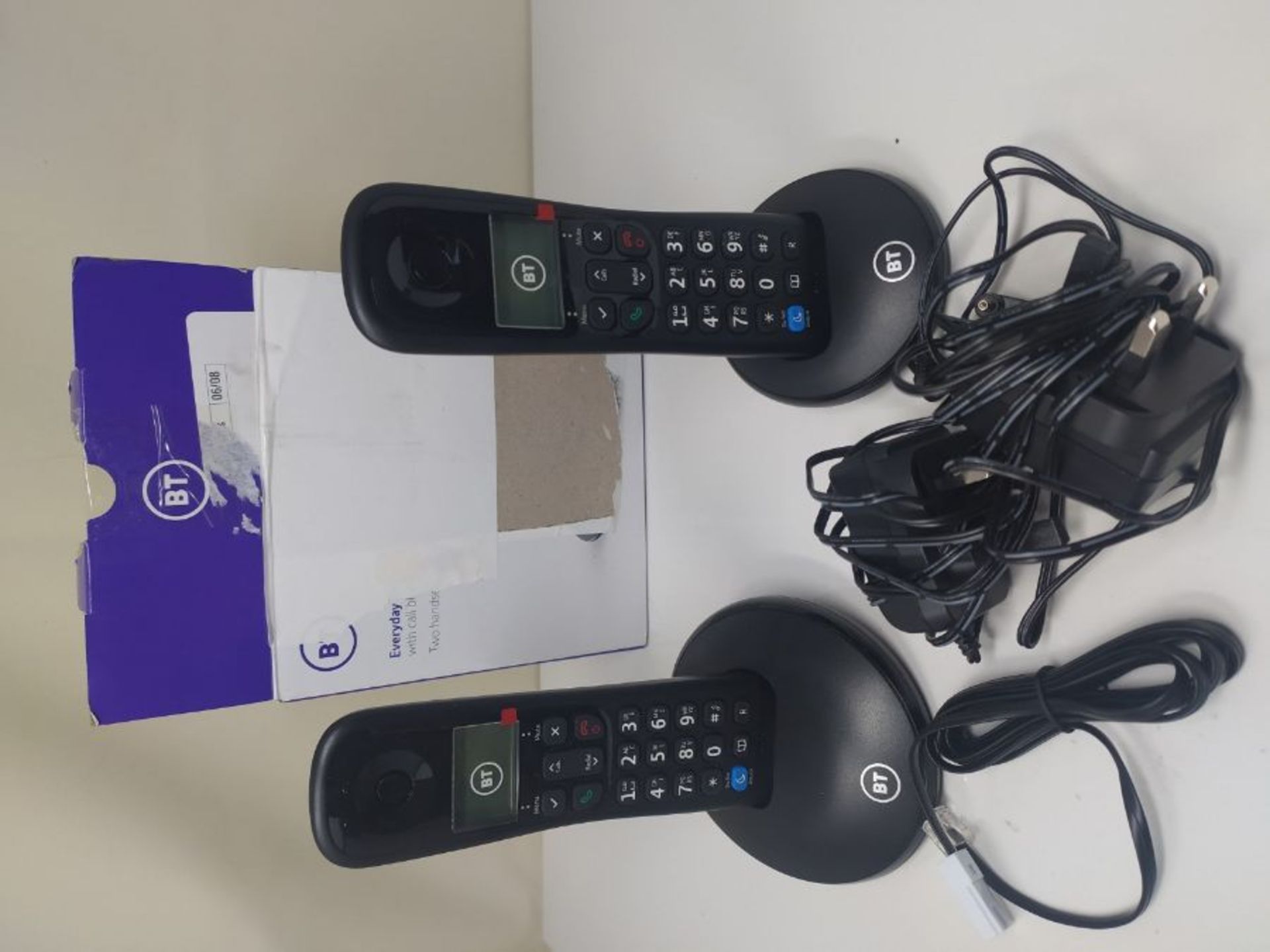 BT Everyday Cordless Home Phone with Basic Call Blocking, Twin Handset Pack, Black - Image 2 of 2