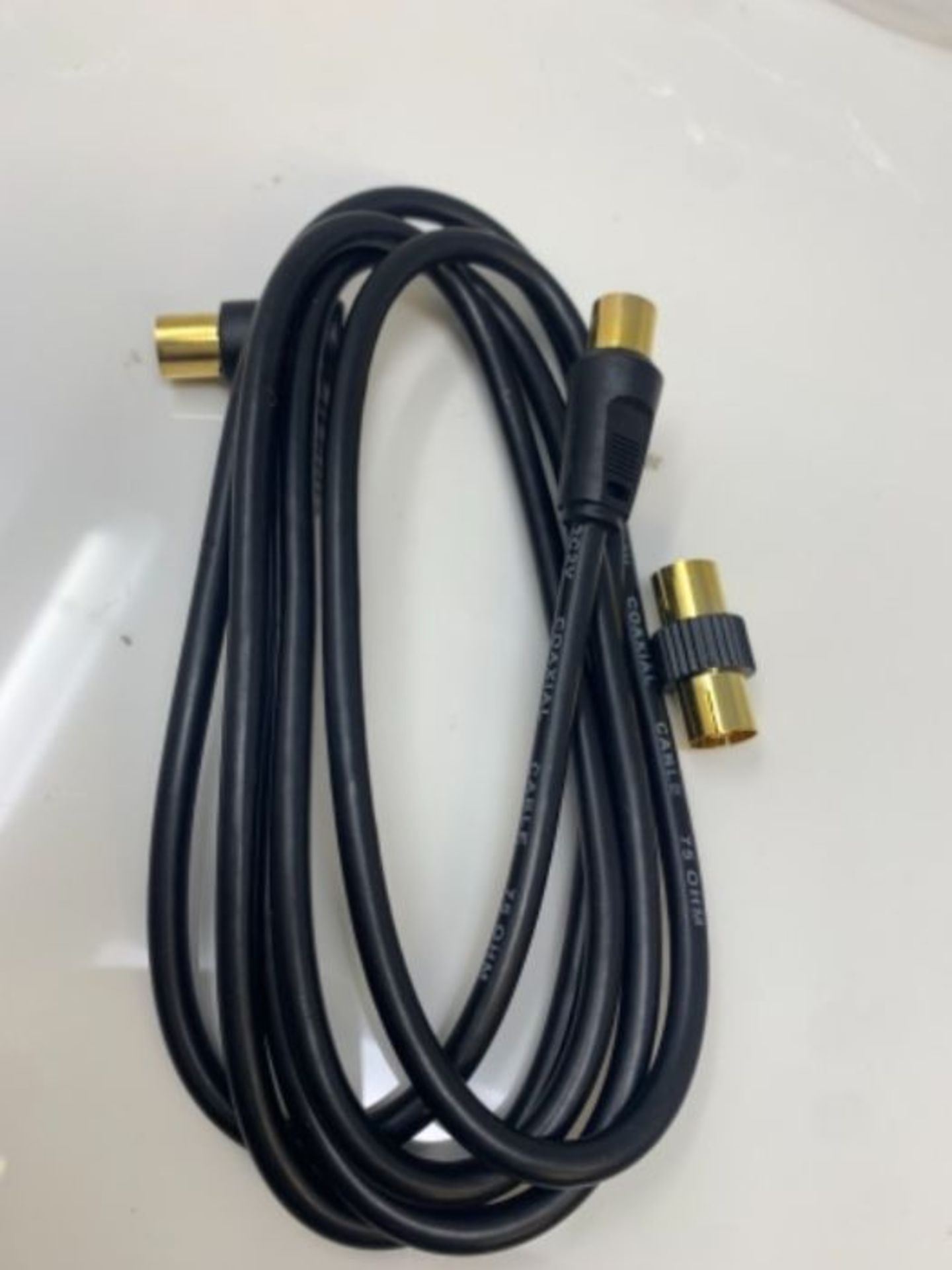 1.5m Long TV Aerial Right Angle with Plug Adapter - Coaxial Satellite Cable TV Antenna - Image 2 of 2