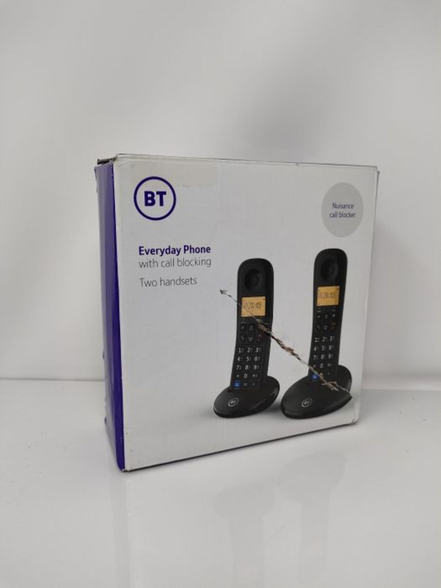 BT Everyday Cordless Home Phone with Basic Call Blocking, Twin Handset Pack, Black - Image 2 of 3