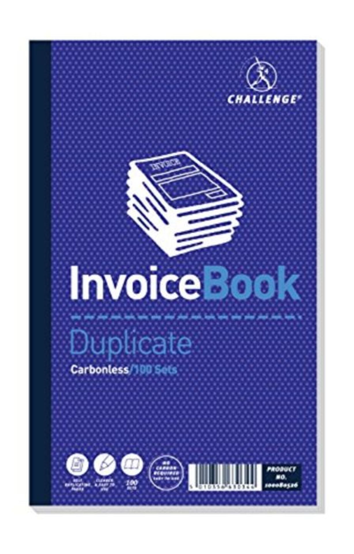 Challenge 210 x 130 mm Duplicate Book Carbonless Invoice without Vat/Tax, 100 Pages, S