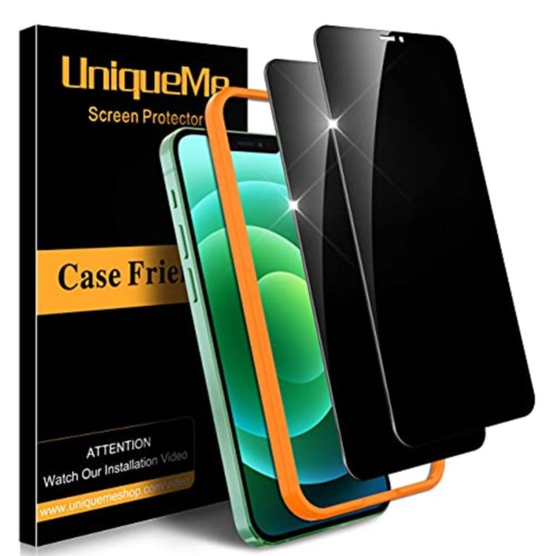 [2 PACK] UniqueMe Tempered Glass Privacy Screen Protector Compatible with iPhone 12 Pr