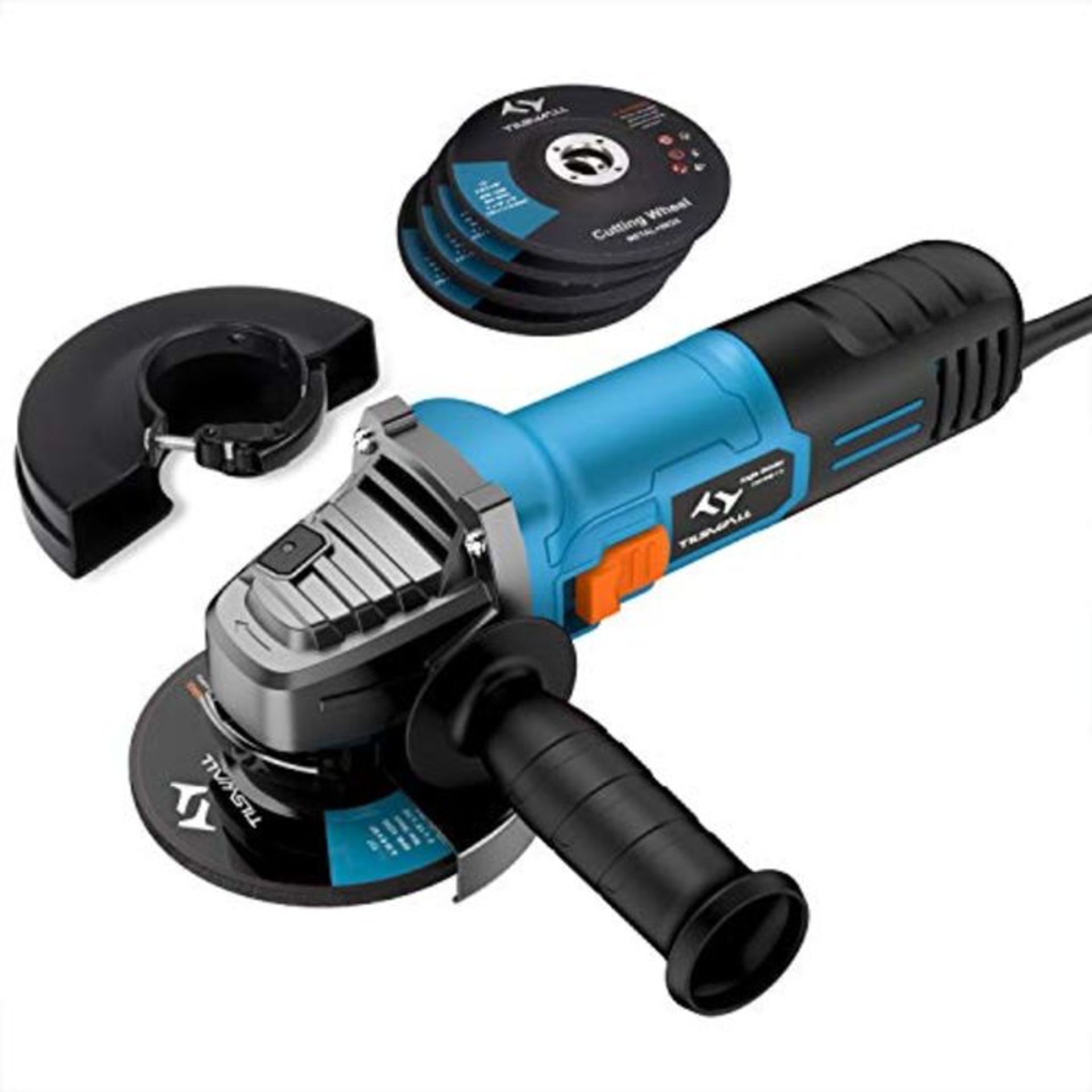 Angle Grinder 860W Tilswall 125mm Side Disc Grinder 12000RPM Tool with 3 Cut Off and 2