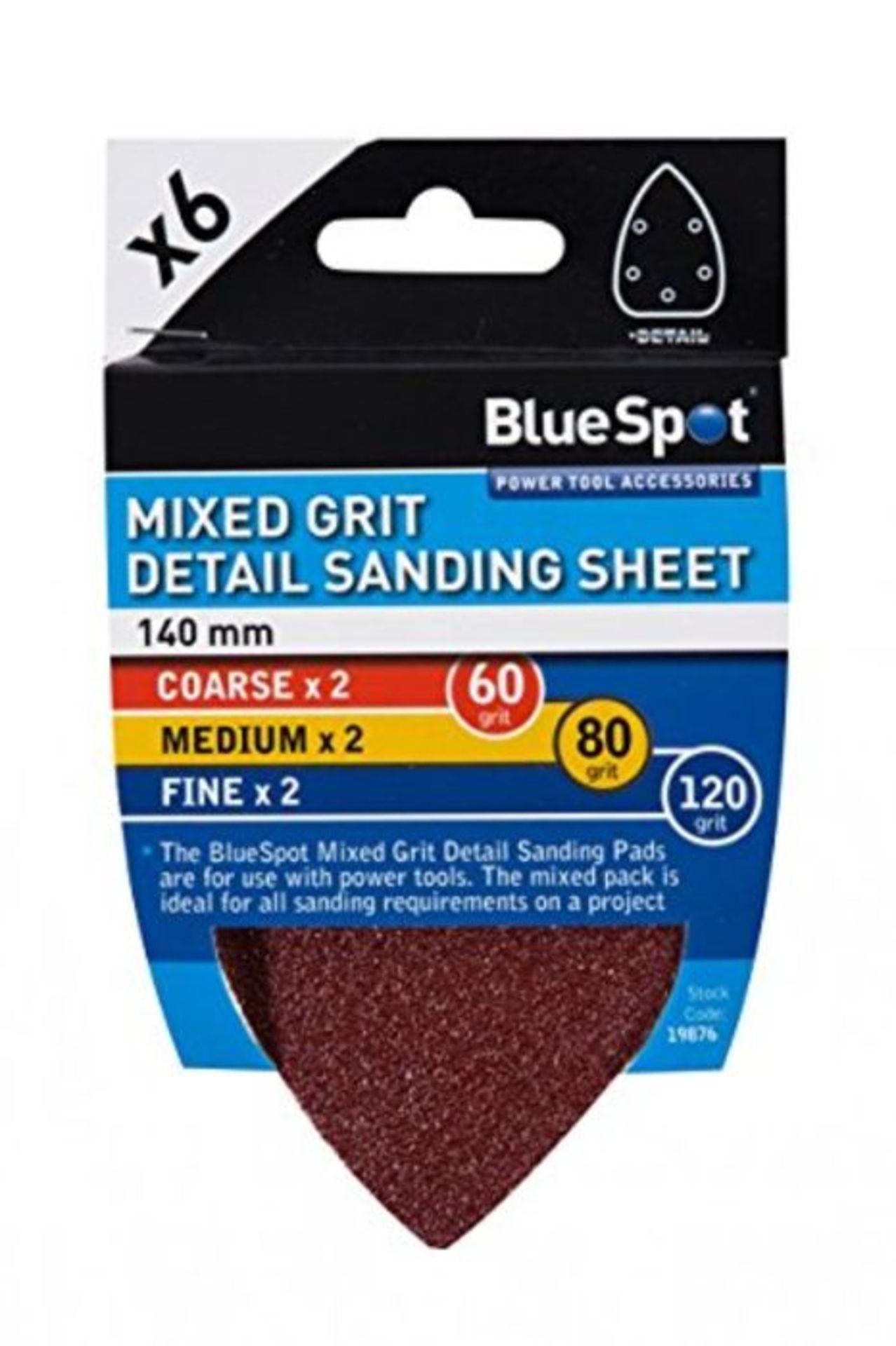 Blue Spot Tools 19876 Mixed Grit Detail Sanding Sheets, Brown, 140 mm