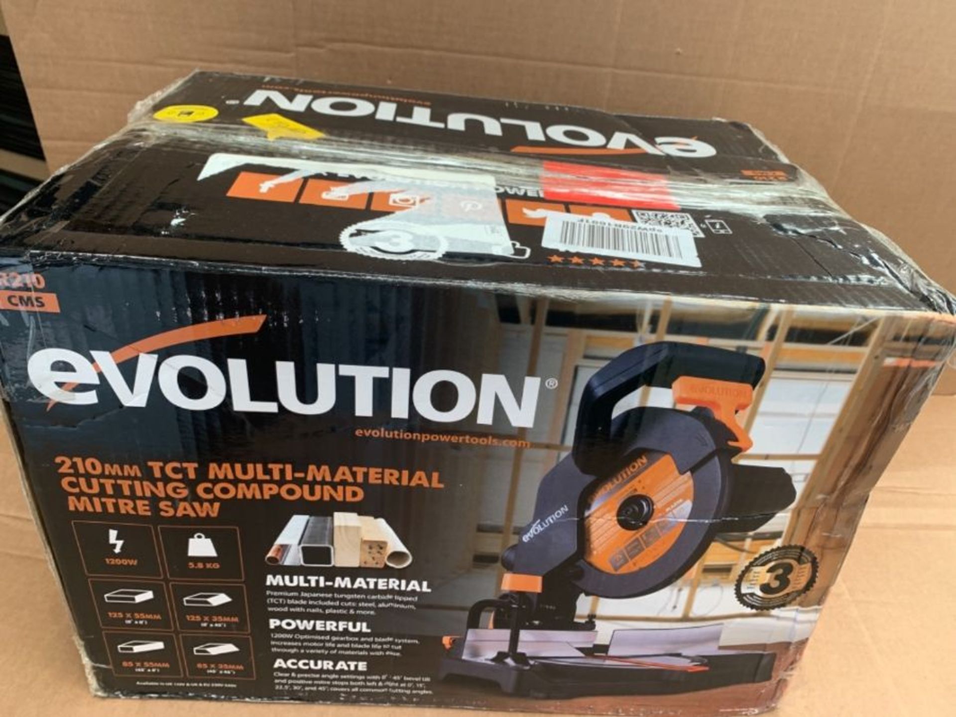 RRP £65.00 Evolution Power Tools R210CMS Compound Mitre Saw With Multi-Material Cutting, 45° Bev - Image 2 of 3