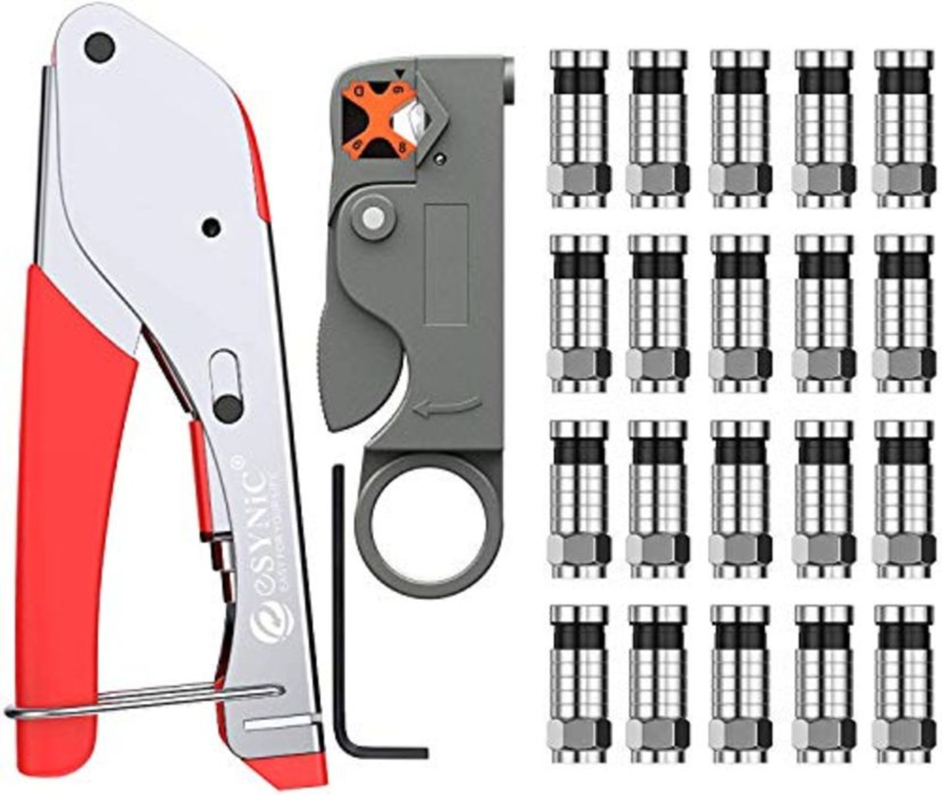 eSynic Coax Crimping Tool Coax Cable Crimper Tool Kit F-Type Compression Crimping Tool