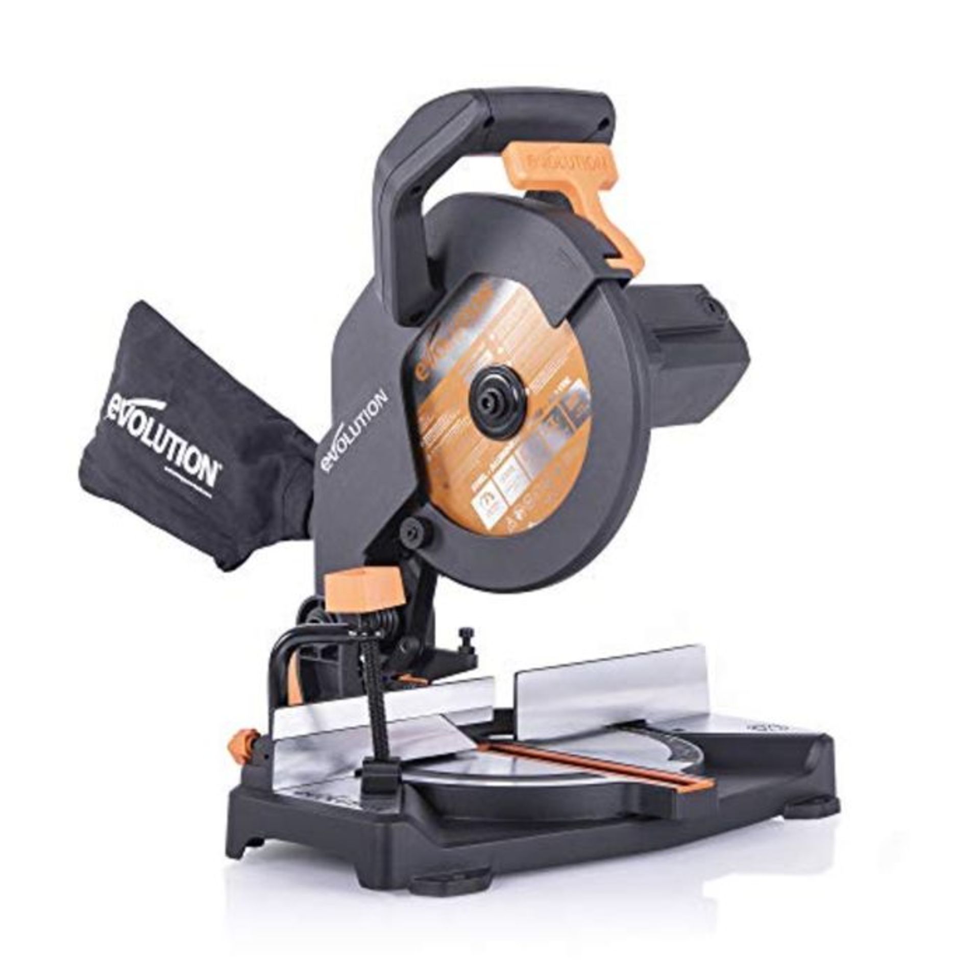 RRP £65.00 Evolution Power Tools R210CMS Compound Mitre Saw With Multi-Material Cutting, 45° Bev