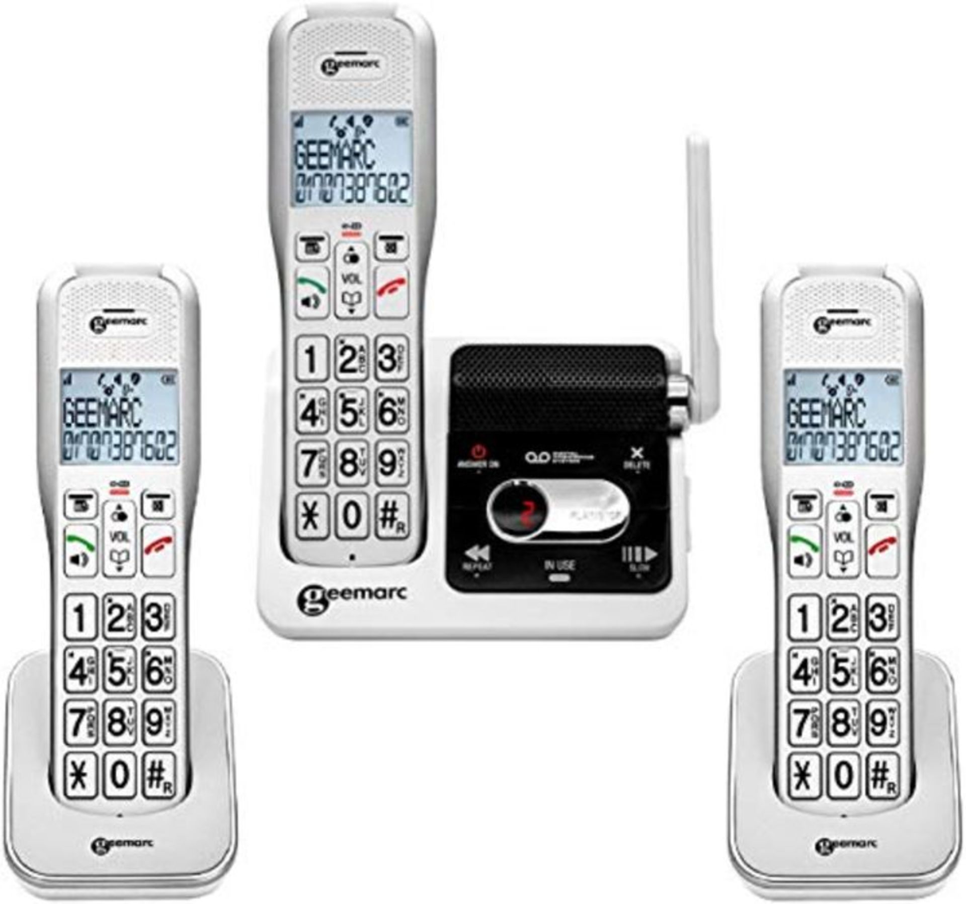 RRP £186.00 Geemarc Amplidect 595 Amplified Cordless Phone + TWO Extra Cordless Handset - Home Pho