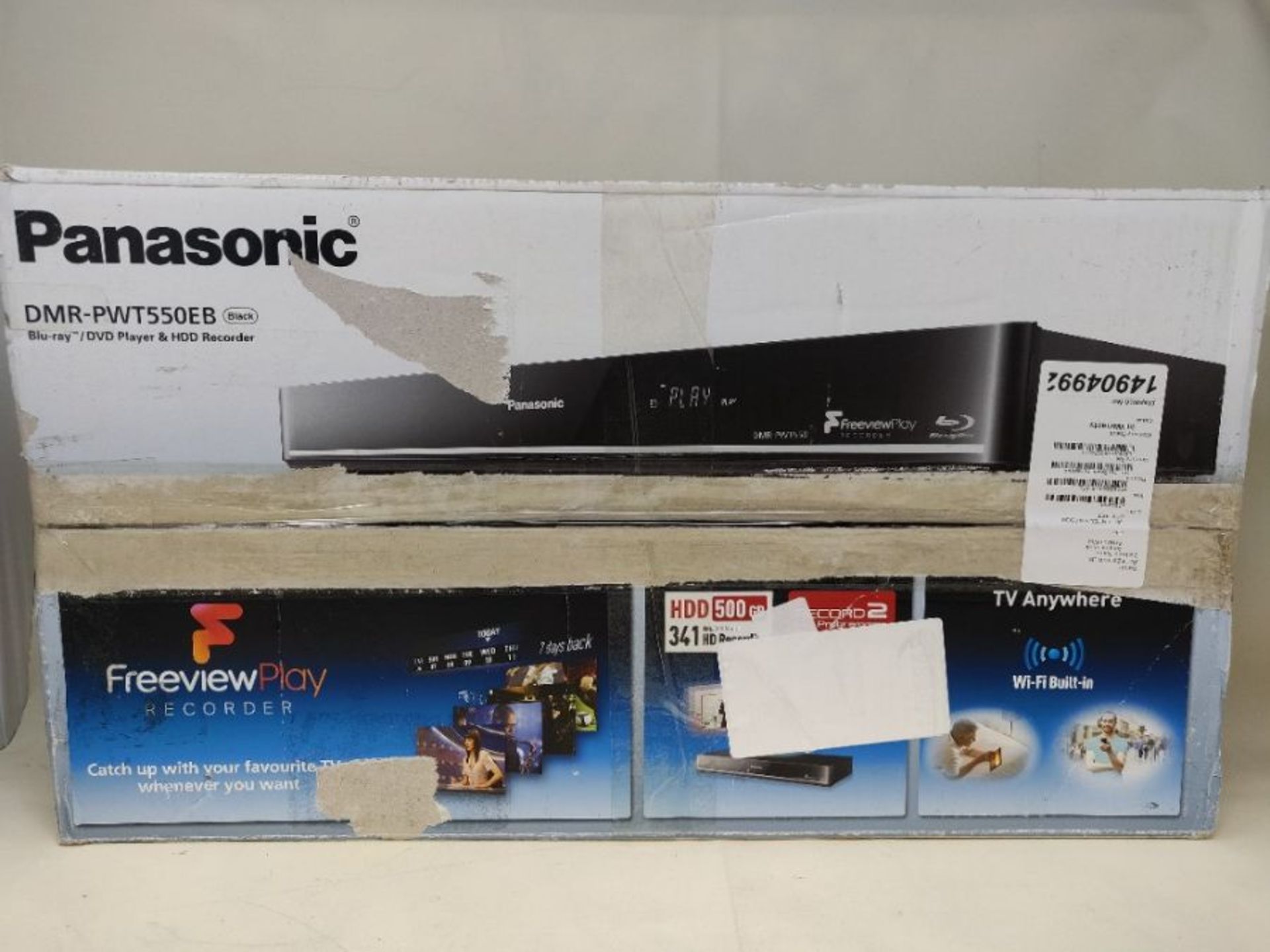 RRP £298.00 Panasonic DMR-PWT550EB Blu-Ray Player and HDD Recorder with Freeview Play, Black - Image 2 of 3