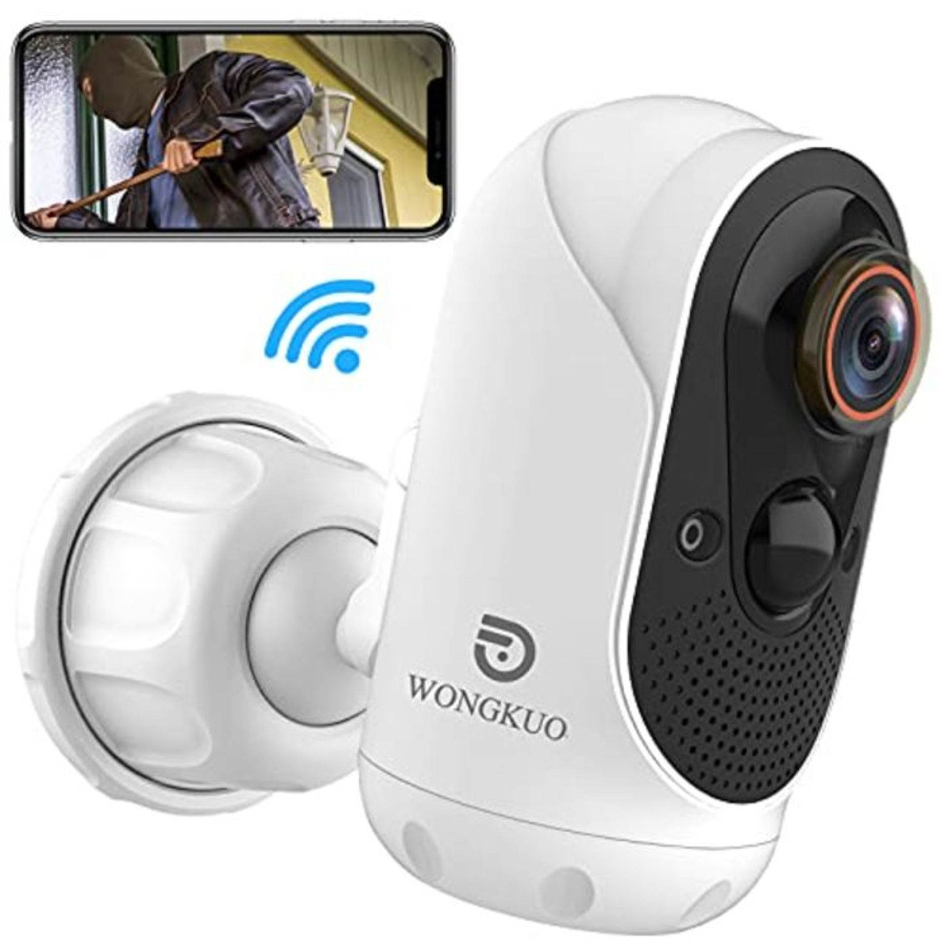 RRP £51.00 WONGKUO 2021 Security Camera Outdoor Wireless 170 Wide Angle View WiFi CCTV Rechargeab