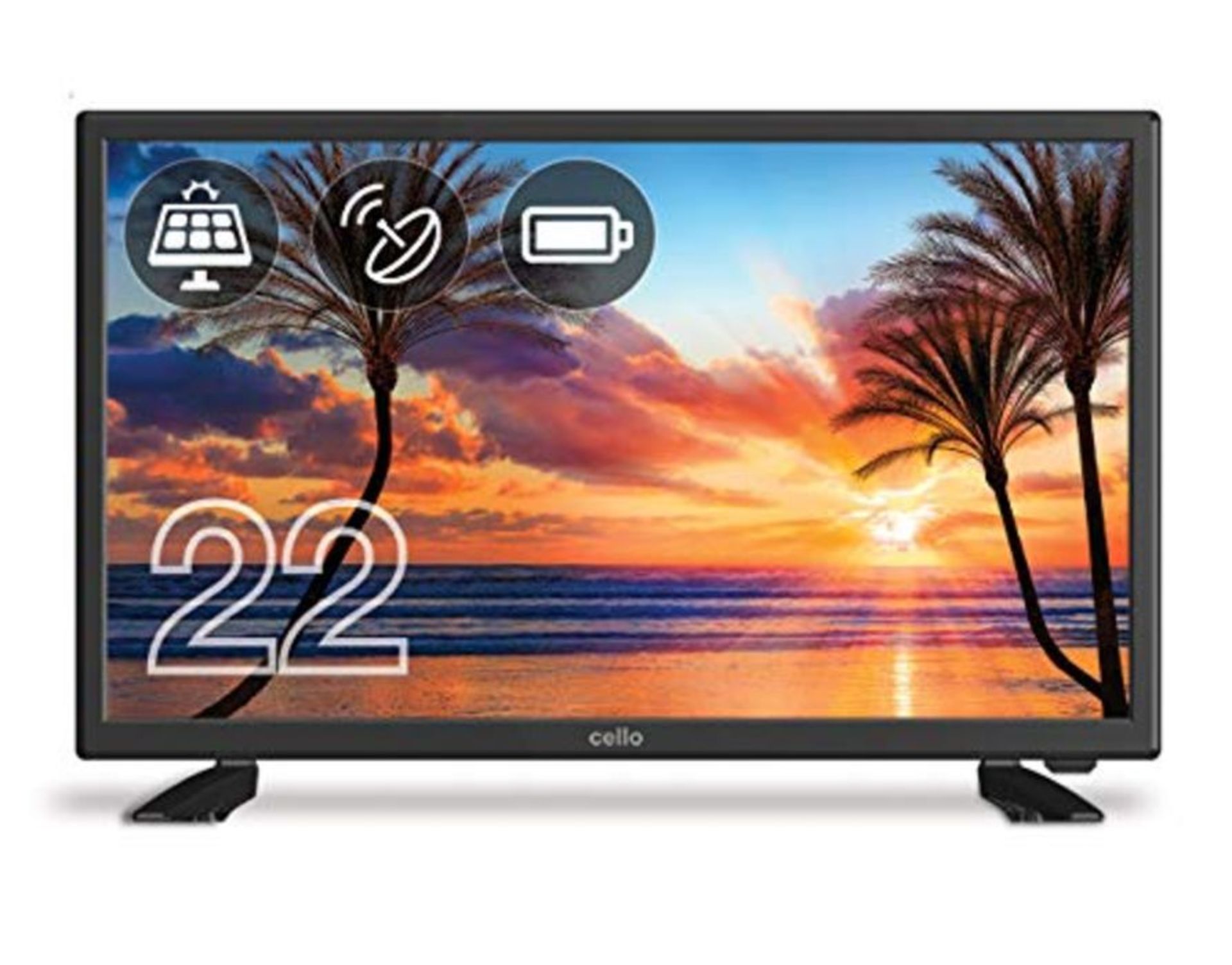 RRP £203.00 Cello C22277T2S1 223 inch Battery Operated & Solar LED TV with Freeview T2 HD & Sate