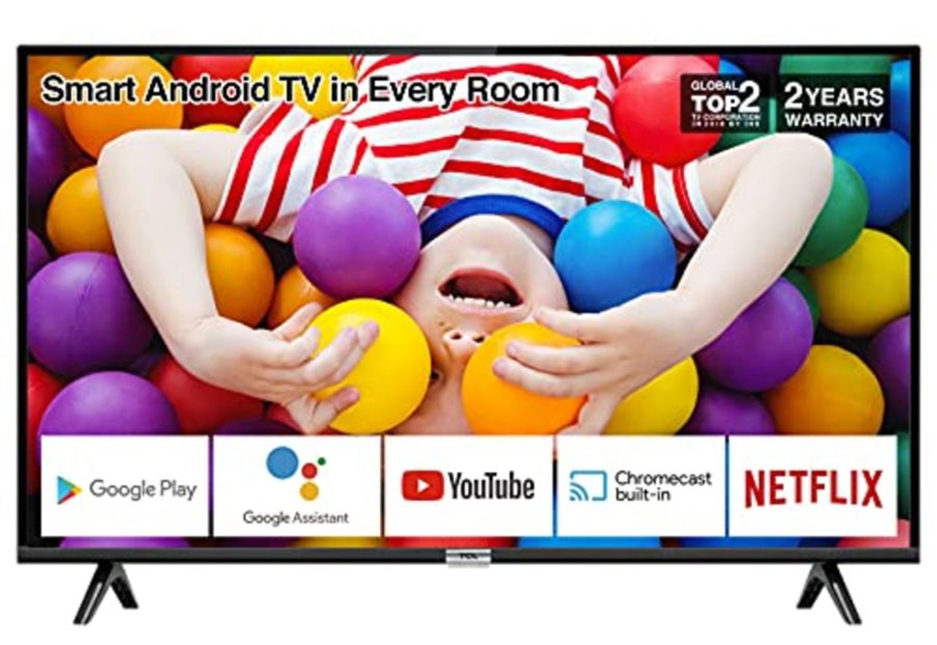 RRP £199.00 TCL 32P500K 32-Inch LED Smart Android TV HD, HDR, Micro Dimming, Netflix, YouTube, DVB