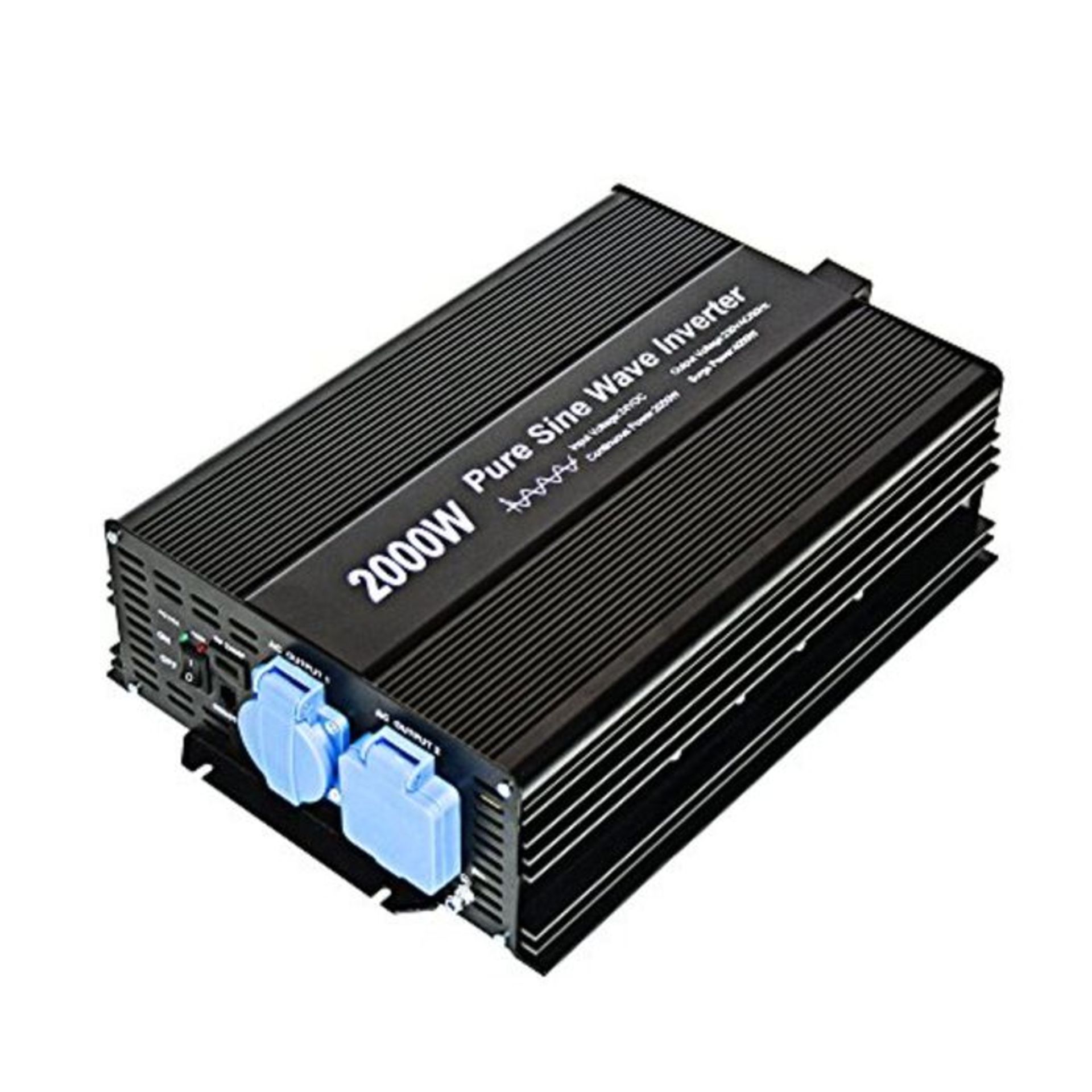 RRP £164.00 2000W Pure Sine Wave inverter 24V to 230V AC with 2 AC outlets (IP54 Sockets),DC5V 2 A