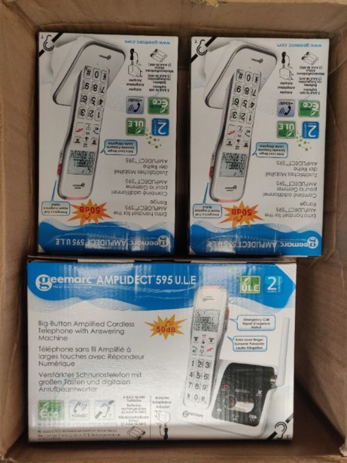 RRP £186.00 Geemarc Amplidect 595 Amplified Cordless Phone + TWO Extra Cordless Handset - Home Pho - Image 2 of 2