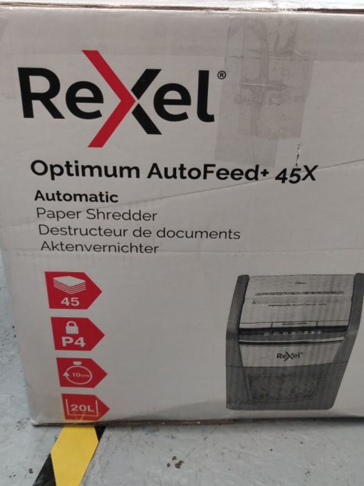 RRP £114.00 Rexel Optimum Auto Feed 45 Sheet Automatic Cross Cut Paper Shredder, P-4 Security, Hom - Image 2 of 3