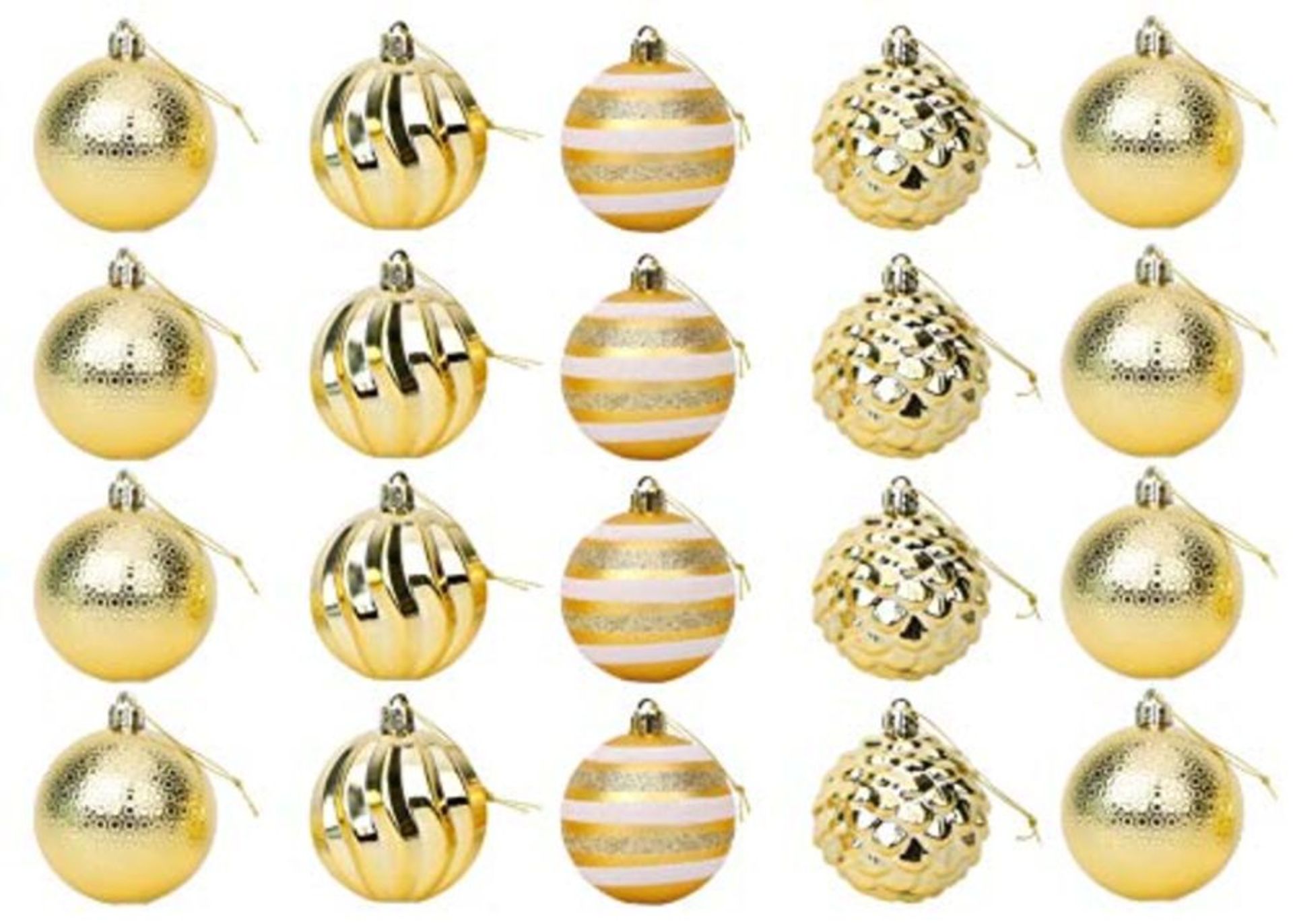 Toyland® 20 x 6cm (60mm) Christmas Baubles With Assorted Designs - Tree Decorations (