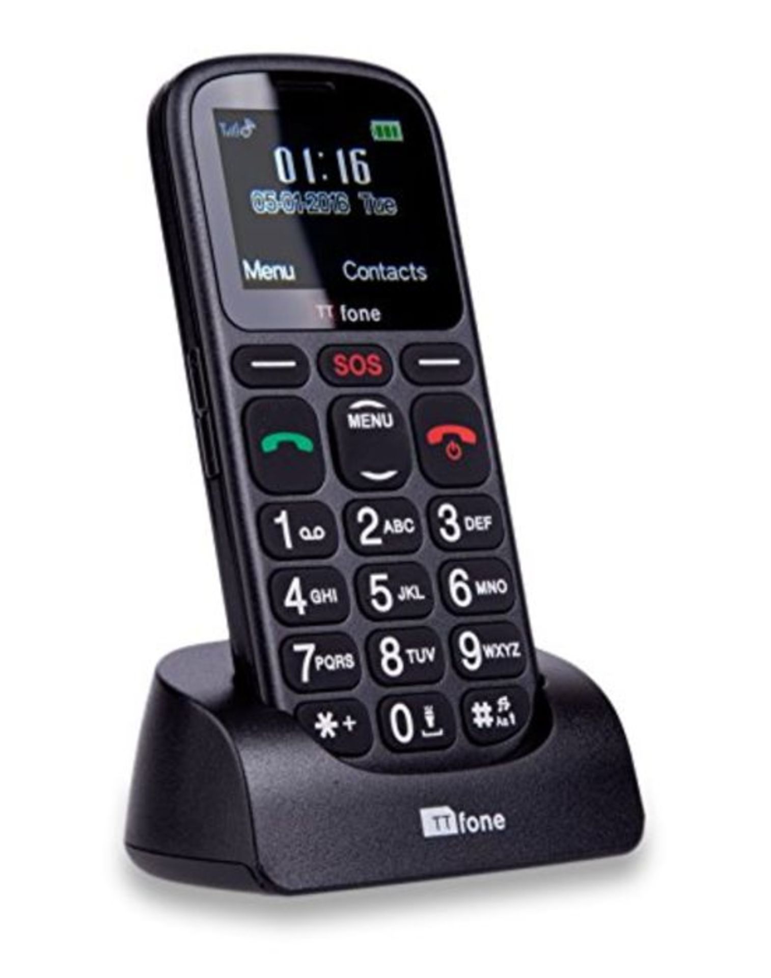 TTfone Comet Big Button UK SIM-Free Emergency Mobile Phone - Black