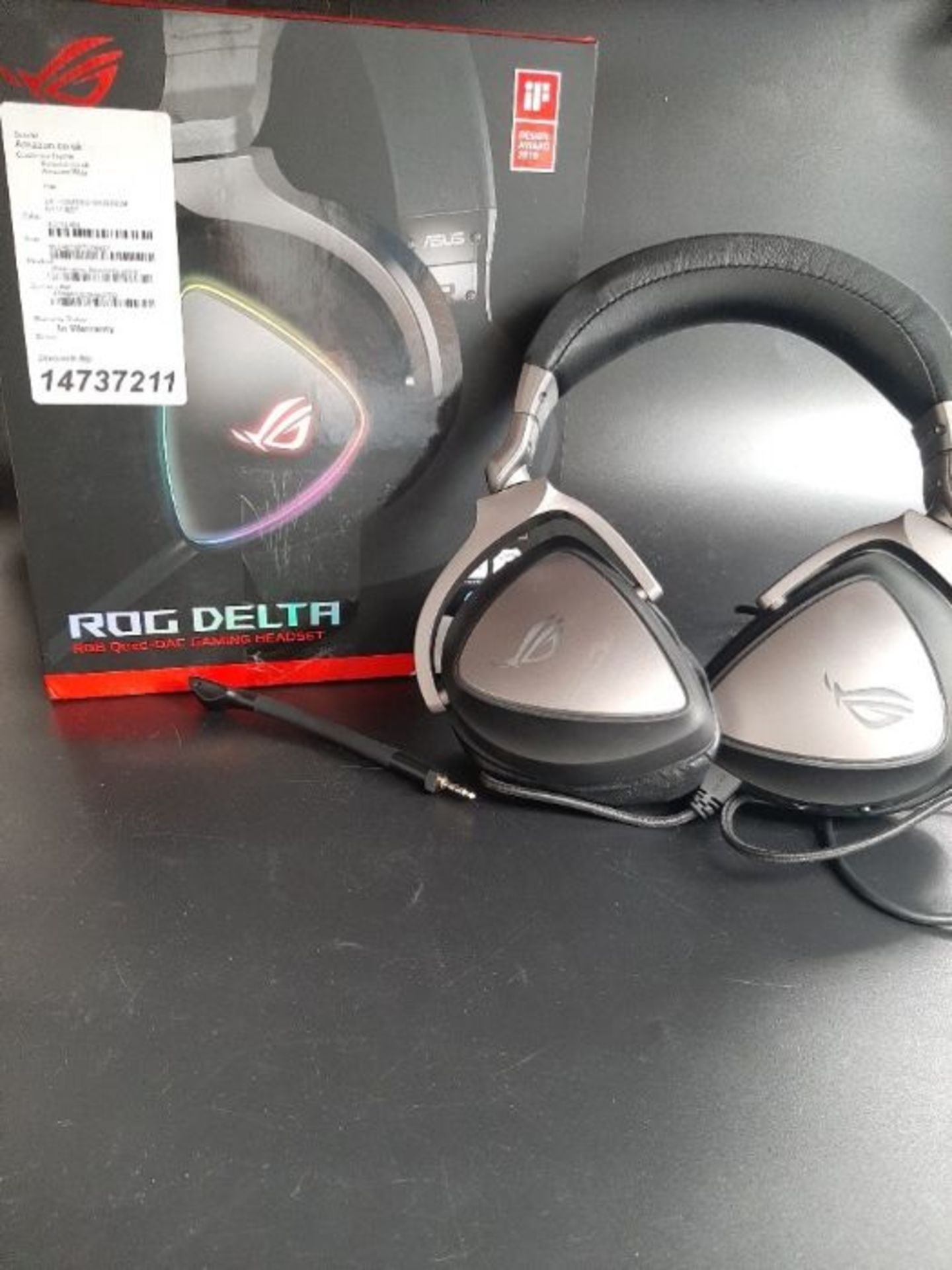 RRP £148.00 ASUS ROG Delta RGB Gaming Headset with Hi-Res ESS Quad-DAC, Circular RGB Lighting Effe - Image 2 of 2